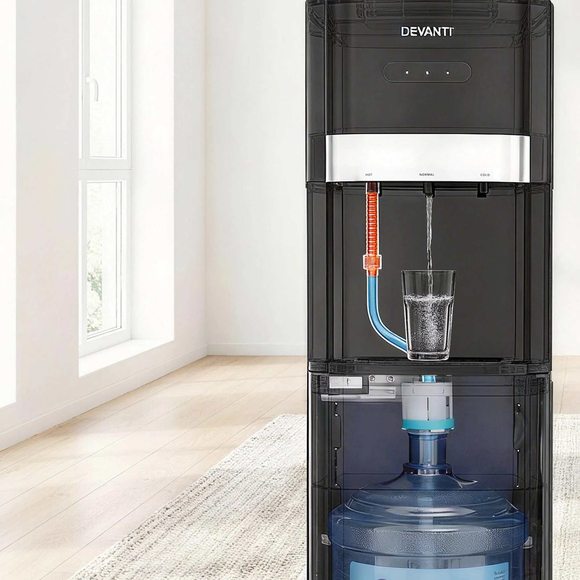 7 Devanti 3 Taps Water Cooler Dispenser Bottom Loading Dispenser Chiller Filter - Black, 7 of 9