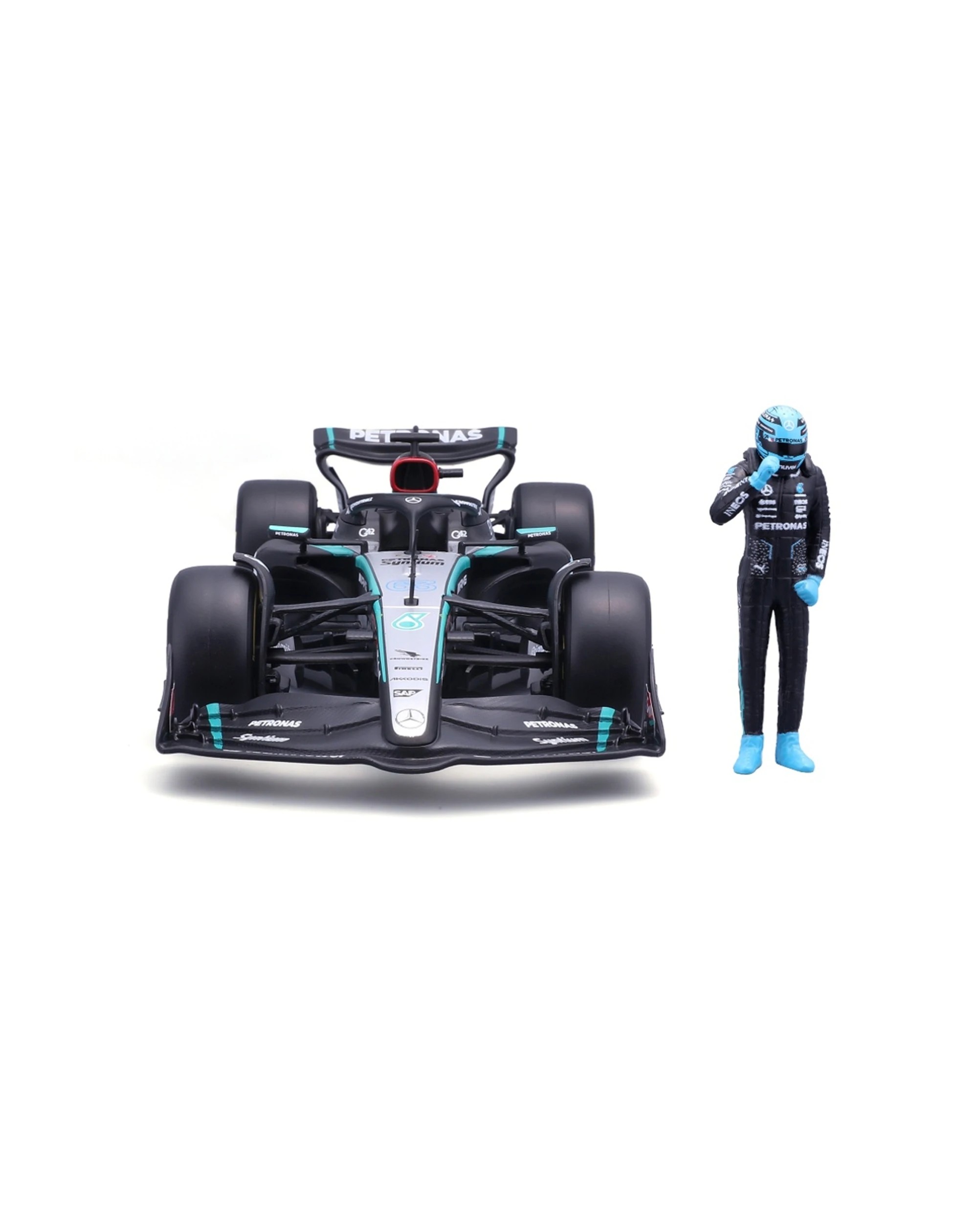 3 Bburago Mercedes AMG W15 Model With Russell Figurine 2024 Replica Car Toy - Multi, 3 of 6
