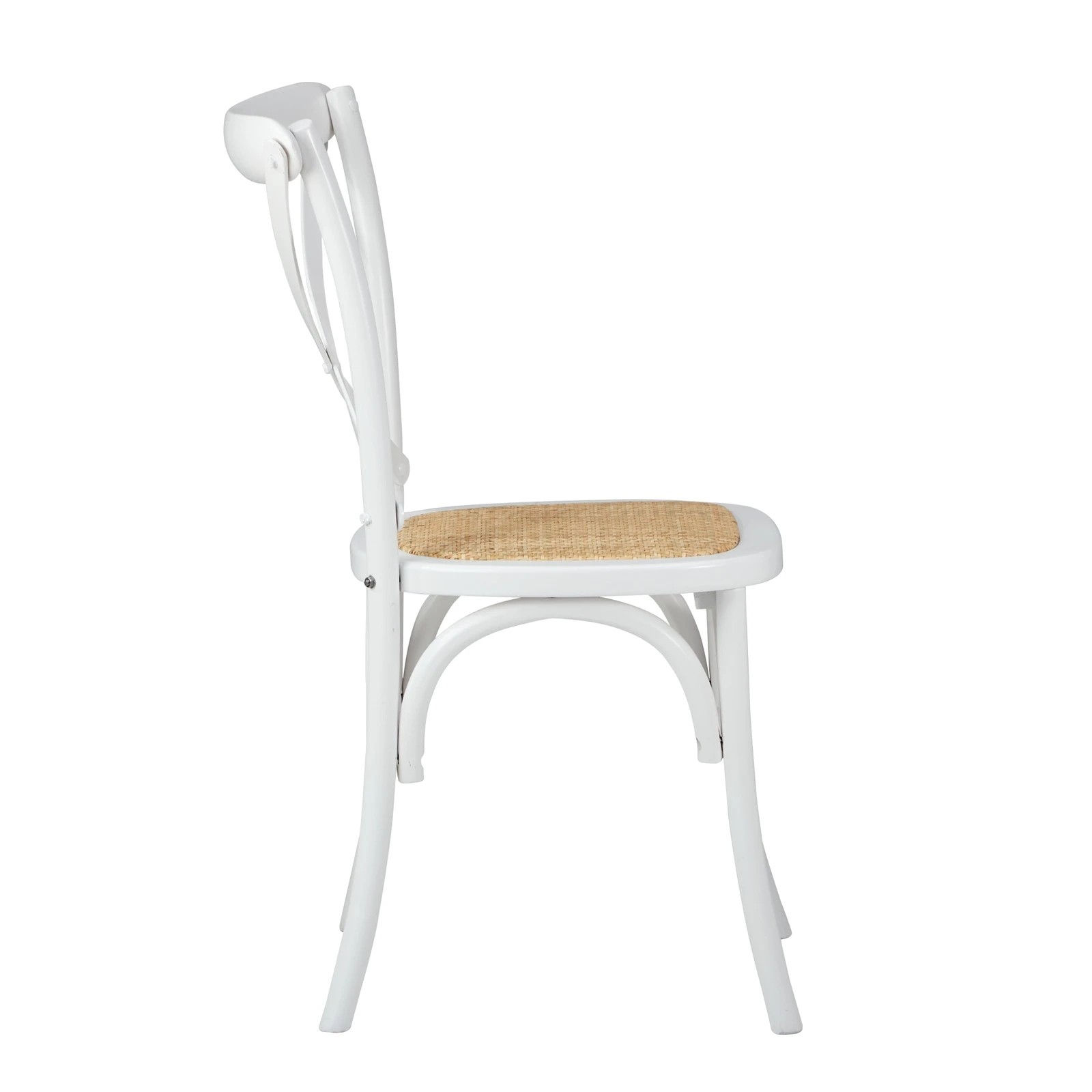 8 Oikiture 2pcs Crossback Dining Chair Solid Birch Timber Wood Ratan Seat
 - White, 8 of 10