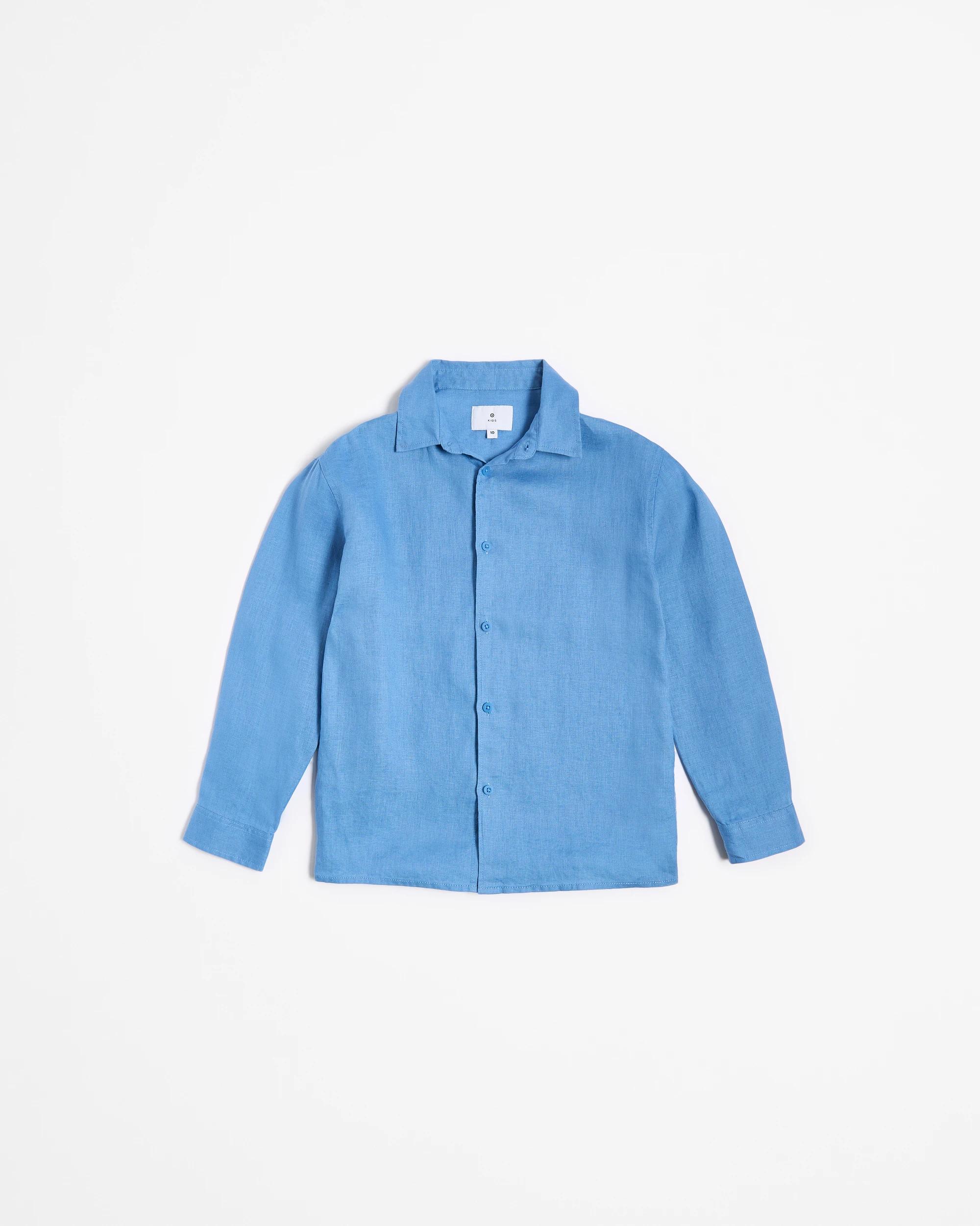 4 Target European Linen Long Sleeve Shirt BLUE, 4 of 5