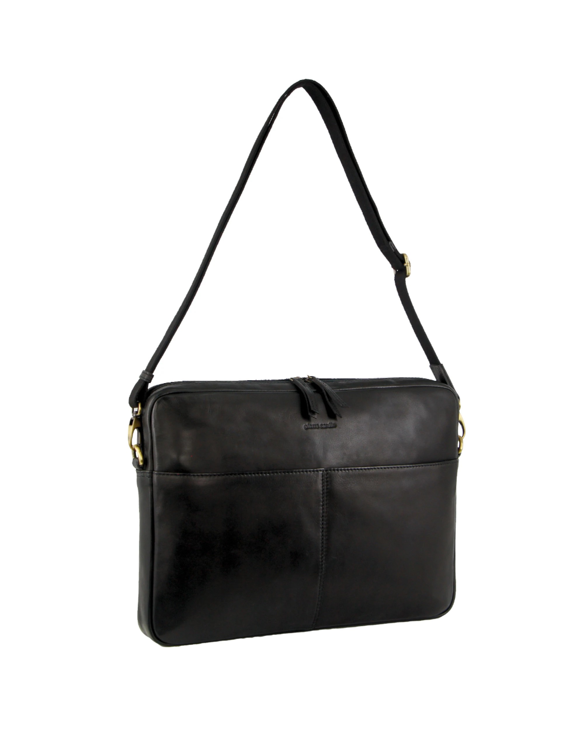 1 Pierre Cardin 13" Leather Laptop Computer Business Bag in Black, 1 of 3