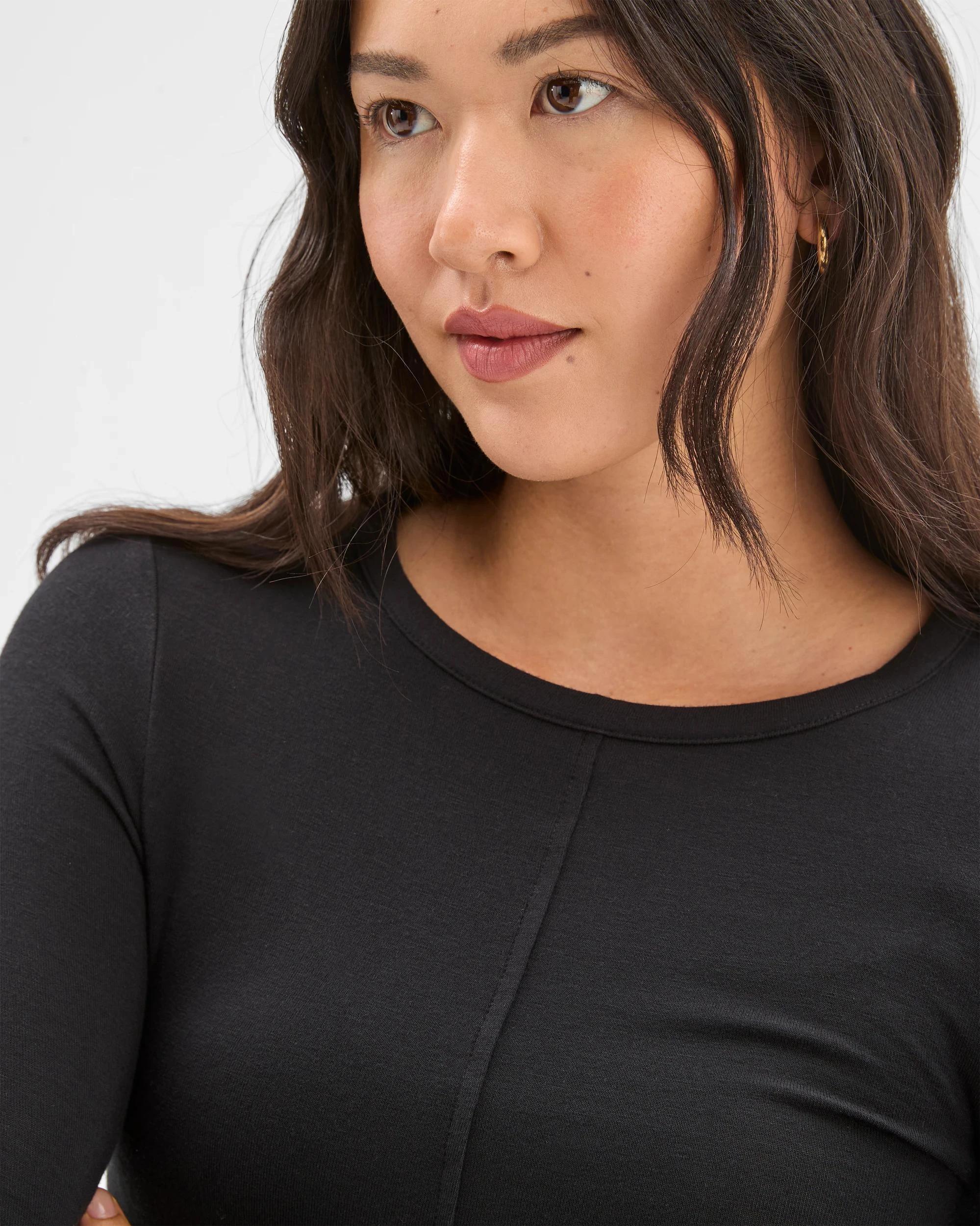 6 Preview Long Sleeve Luxe Layering Crew Neck Knit Top BLACK, 6 of 7
