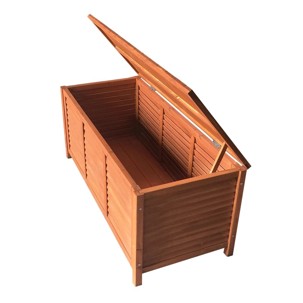 1 Gardeon Outdoor Storage Bench Box 210L Wooden Patio Furniture Garden Chair - Brown, 1 of 7