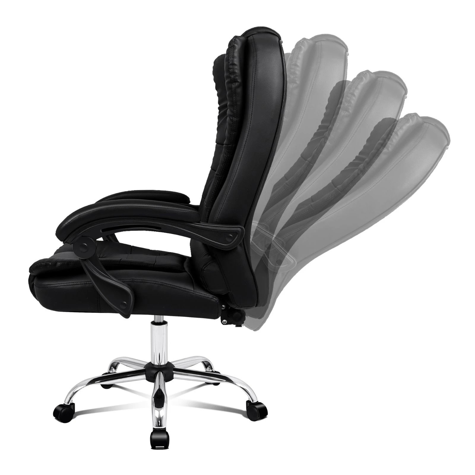 3 Alfordson Office Chair Gaming Executive Computer Recliner Racer PU Leather Seat - Black, 3 of 10