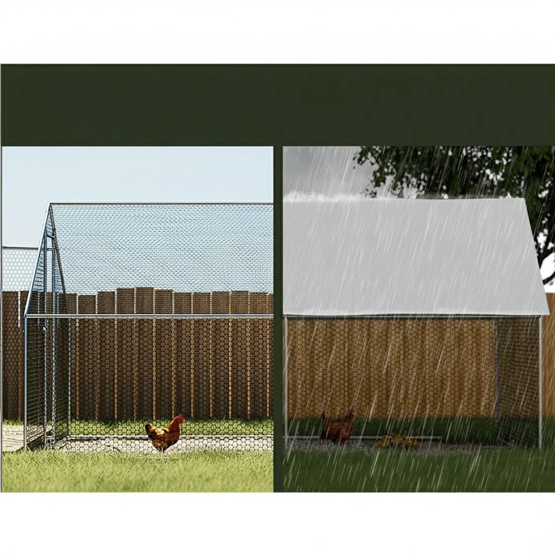 6 i.Pet Chicken Coop Cage 3x6x2m Galvanised Steel w/Oxford Canopy - Silver, 6 of 7