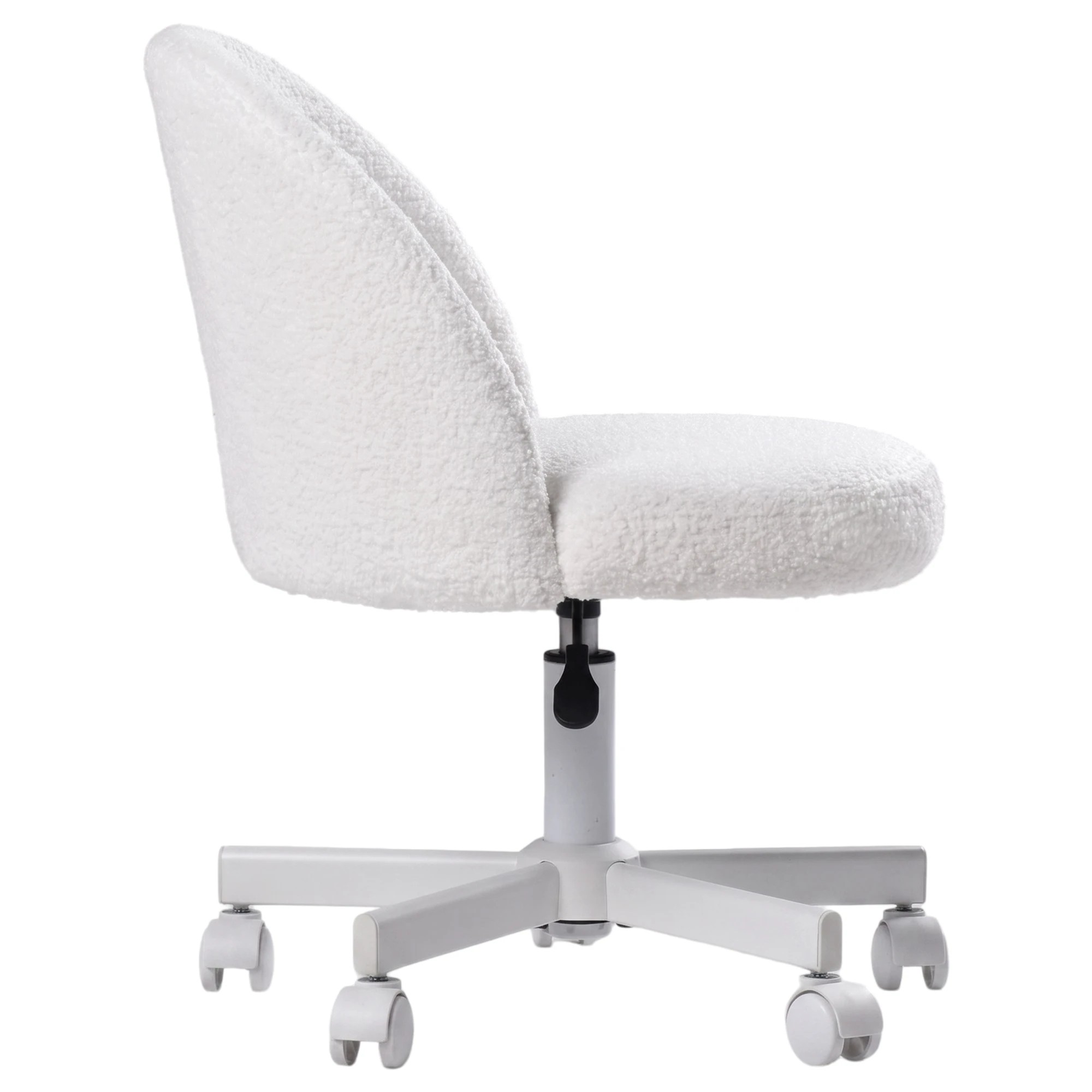 4 Advwin Teddy Fleece Vanity Chair Swivel Makeup Desk Chair with Wheels - White, 4 of 8