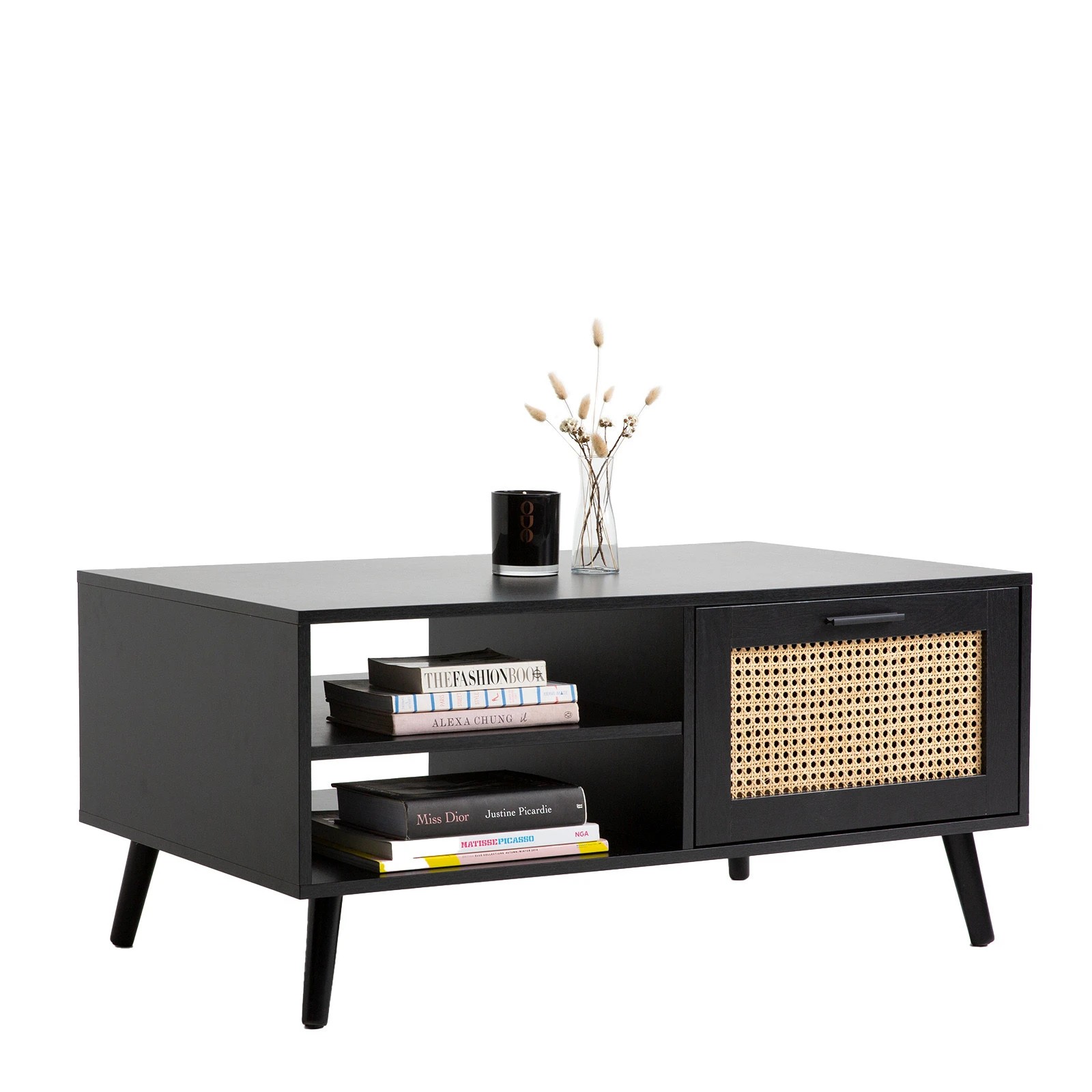 6 Casa Decor Tulum Rattan Coffee Table Storage Drawer Furniture Wooden Black - Black, 6 of 10