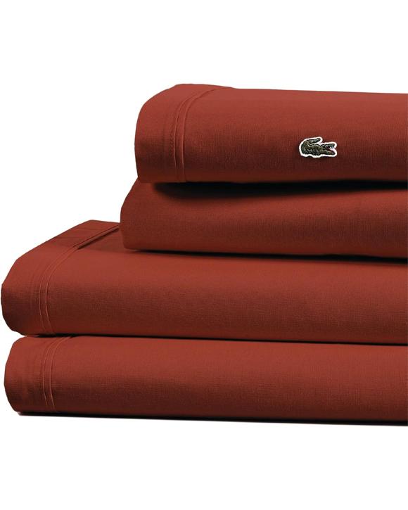 Lacoste King 100% Cotton Percale 200TC Bed Sheet Set in Chili Pepper - King Bed