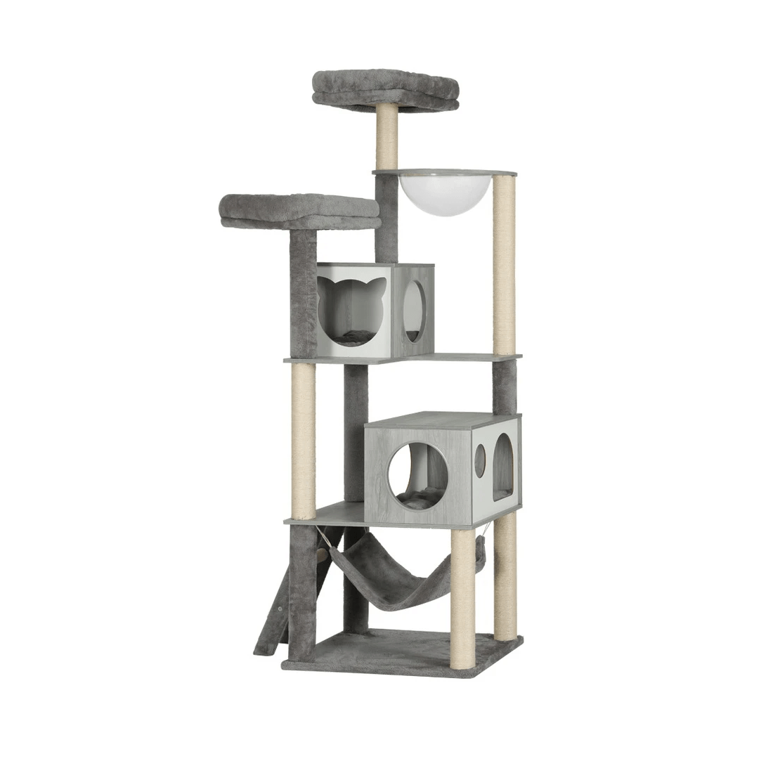1 i.Pet Cat Tree 178cm Tower Scratching Post Scratcher Wood Bed Condo House Wooden Ladder - Grey, 1 of 6