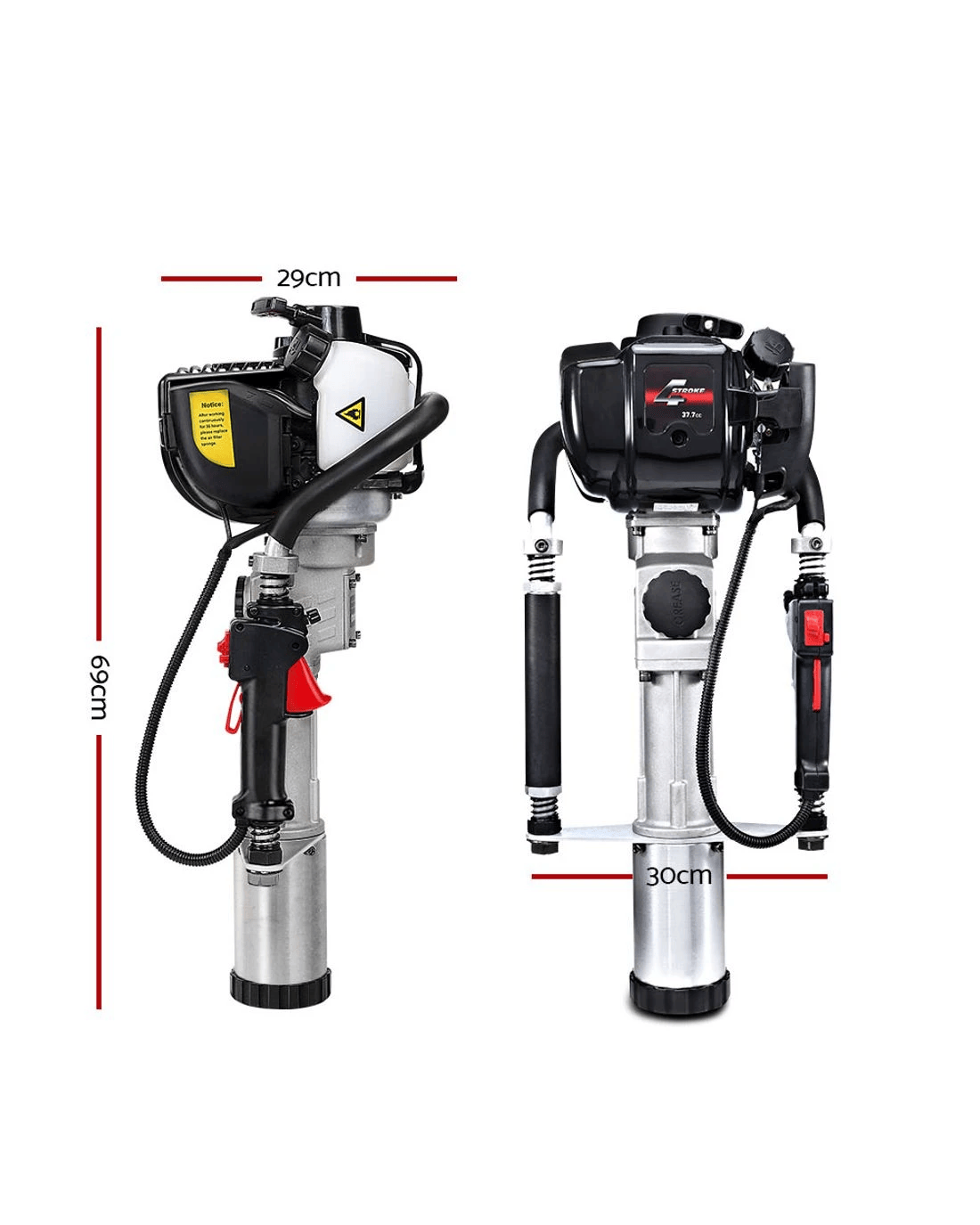 Giantz Petrol Post Driver 38CC 4-Stroke Rammer Pile Star Picket Fence ...