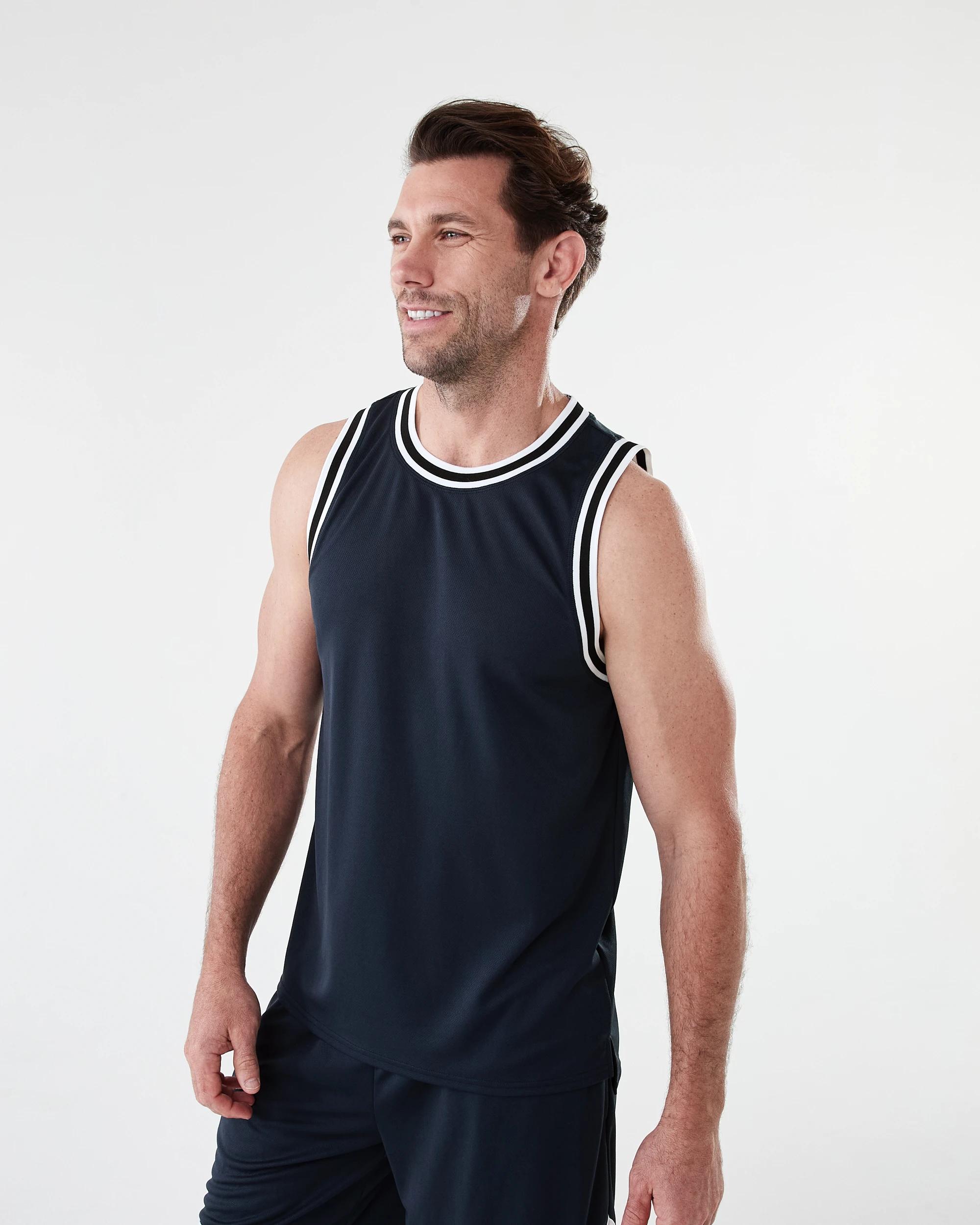 2 Active Mens Basketball Tank BLACK, 2 of 6