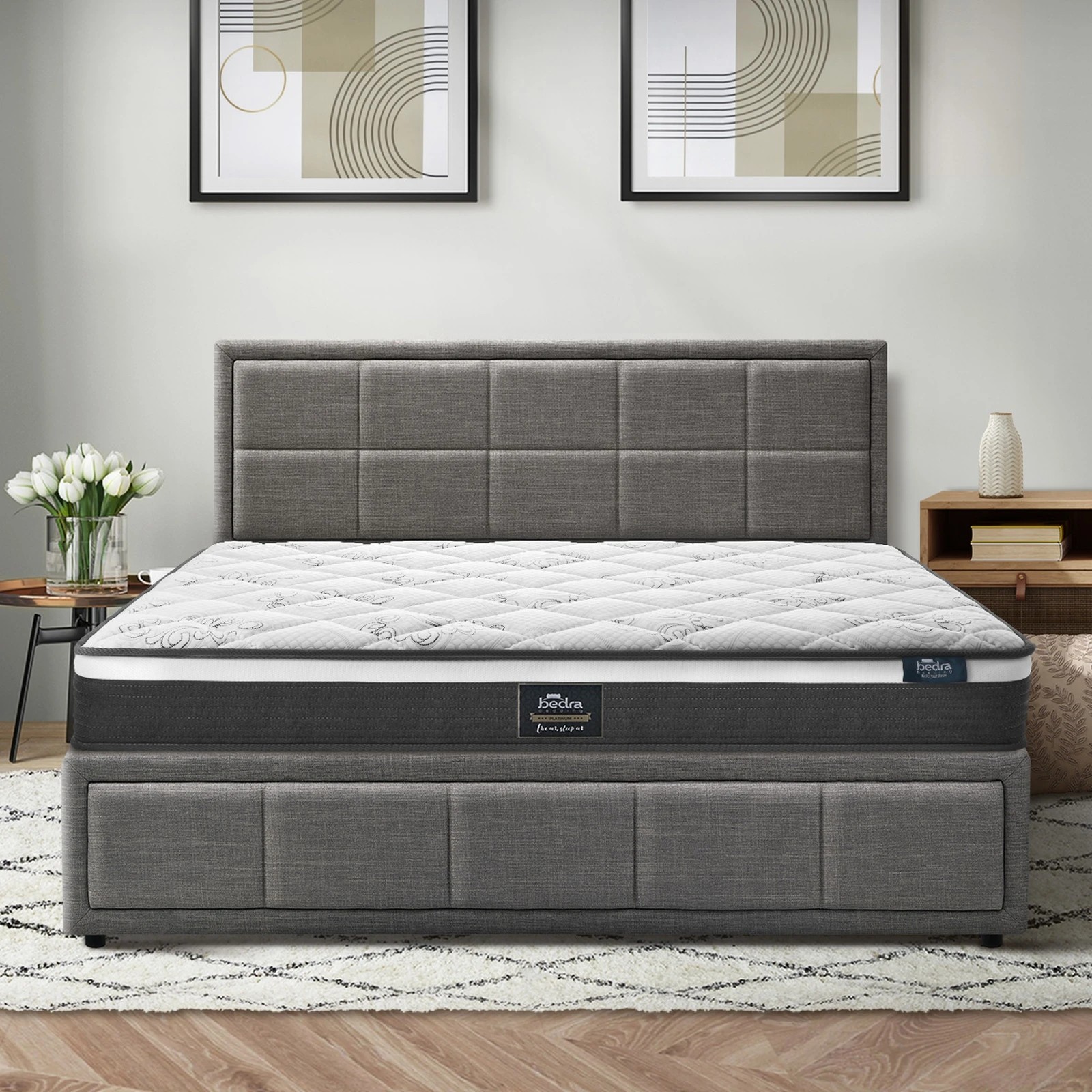 6 Oikiture Bed Frame Queen Size Gas Lift Storage With Mattress Set BOSS - Grey, 6 of 8