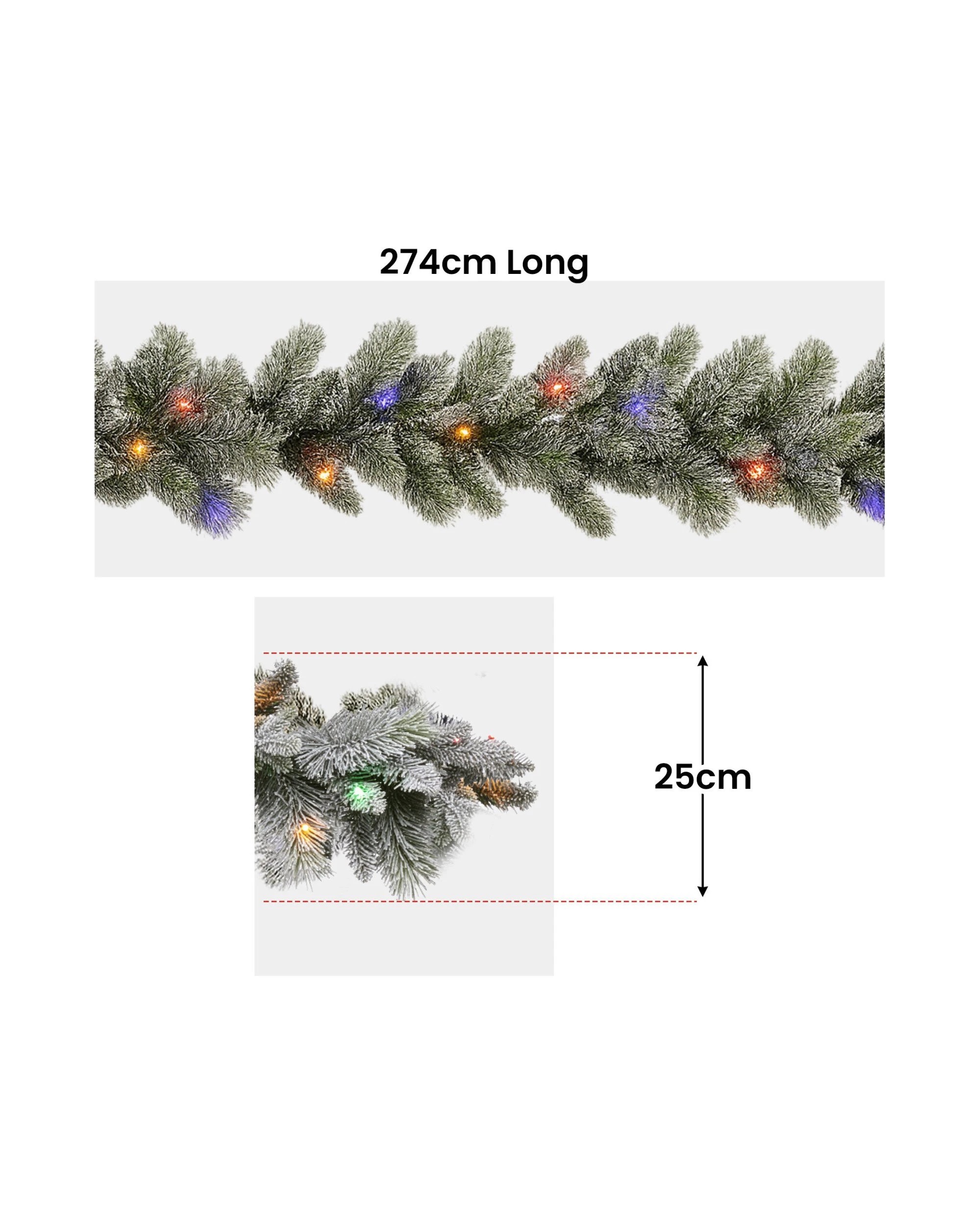 2 Christabelle 2.7m Christmas Garland Snowy With Led Lights Stamford Spruce Tree Decoration Ornament, 2 of 8