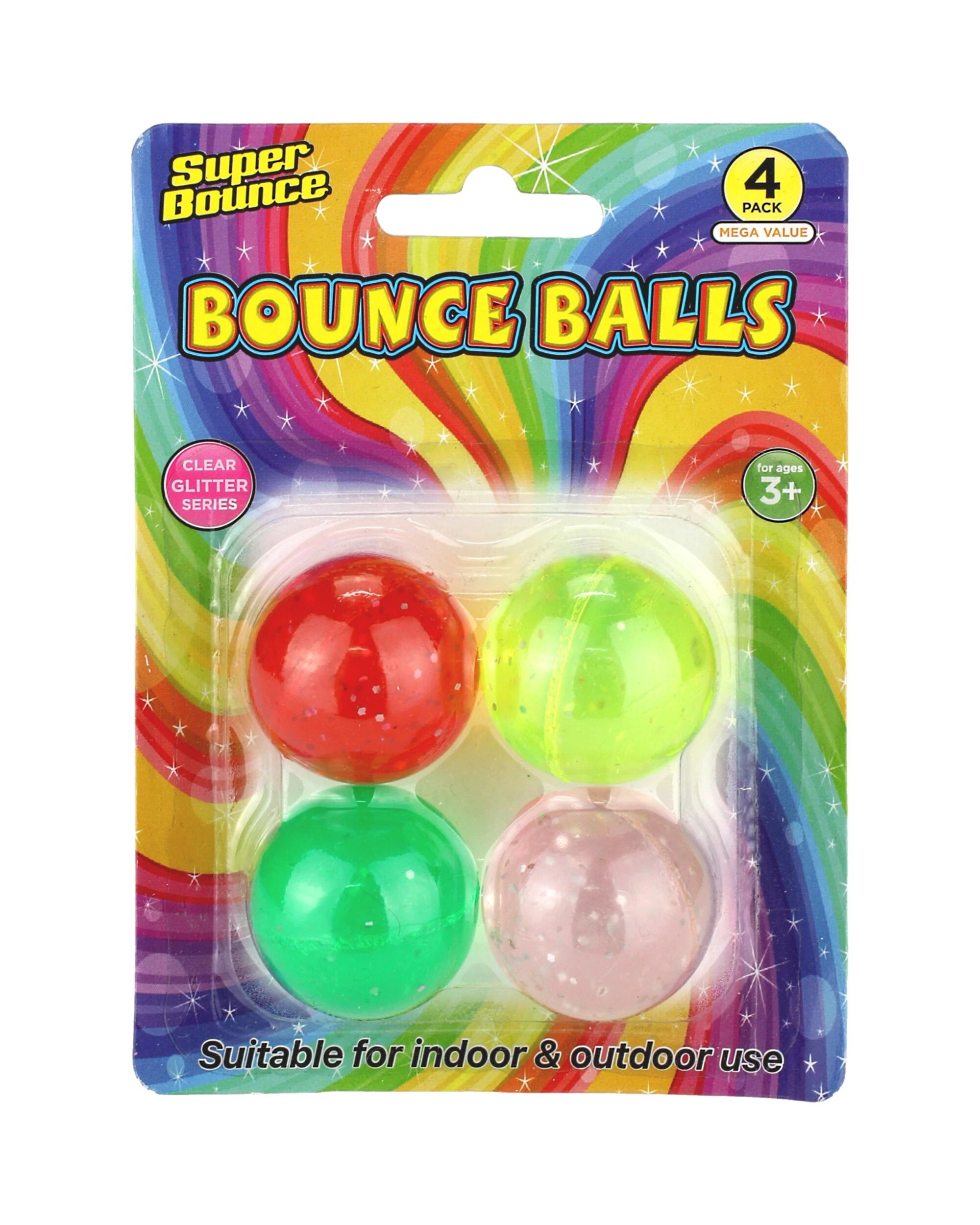 1 Durmaz Multi Coloured Glitter High Bounce Balls 3cm Pack of 4Multi - Multi, 1 of 1