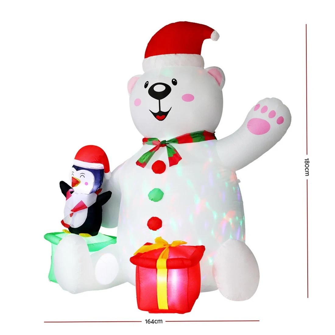 3 Jingle Jollys Christmas Inflatable Bear 1.8M Height LED Outdoor Decorations Illuminated - Multi, 3 of 7
