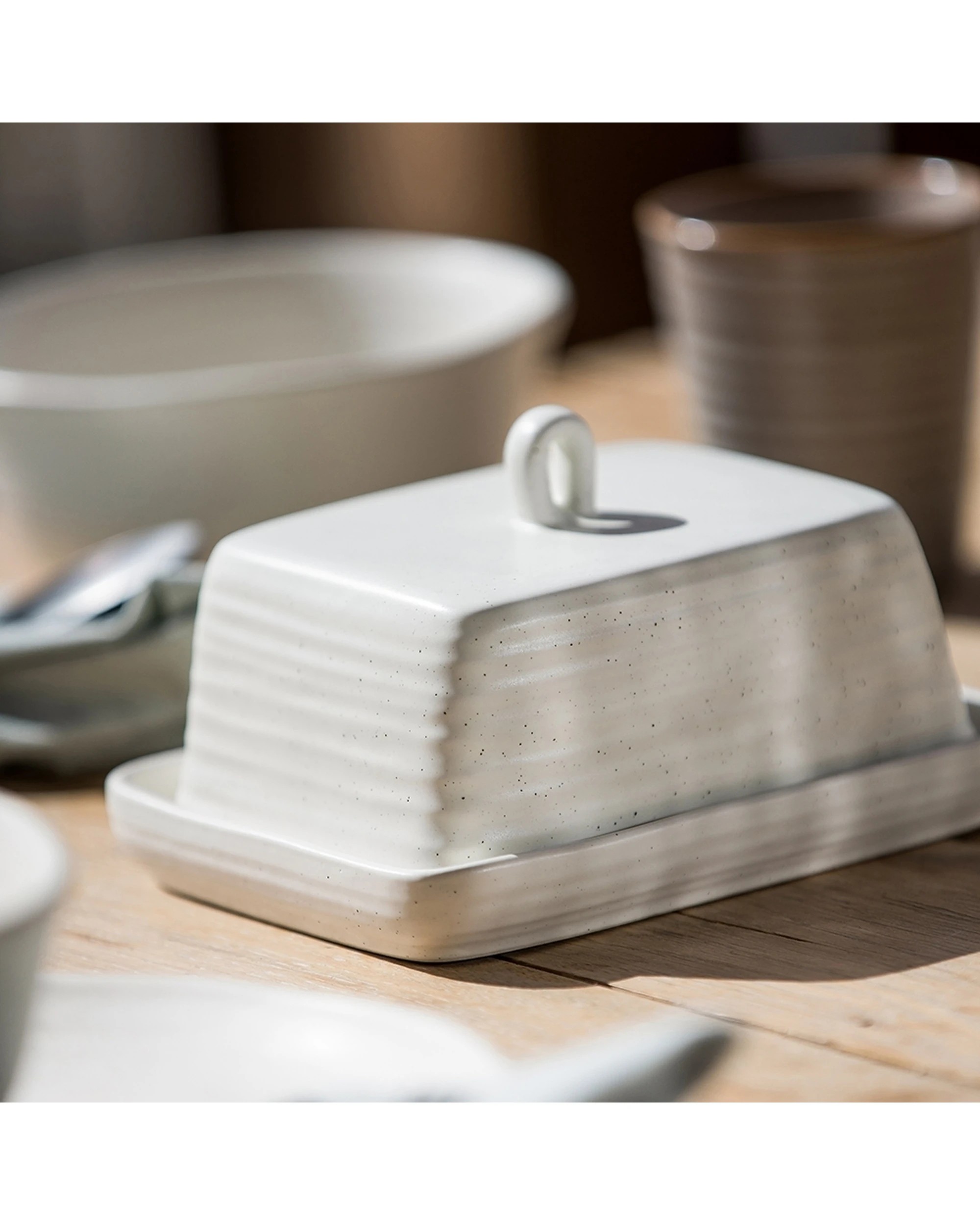 5 Ecology Ottawa Stoneware Butter Dish Tray Calico 17.5cm - Natural, 5 of 5