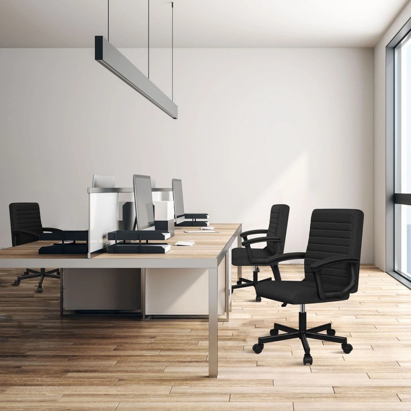 3 Alfordson Office Chair Executive Computer Seat Work Gaming Mid Back Fabric - Black, 3 of 9