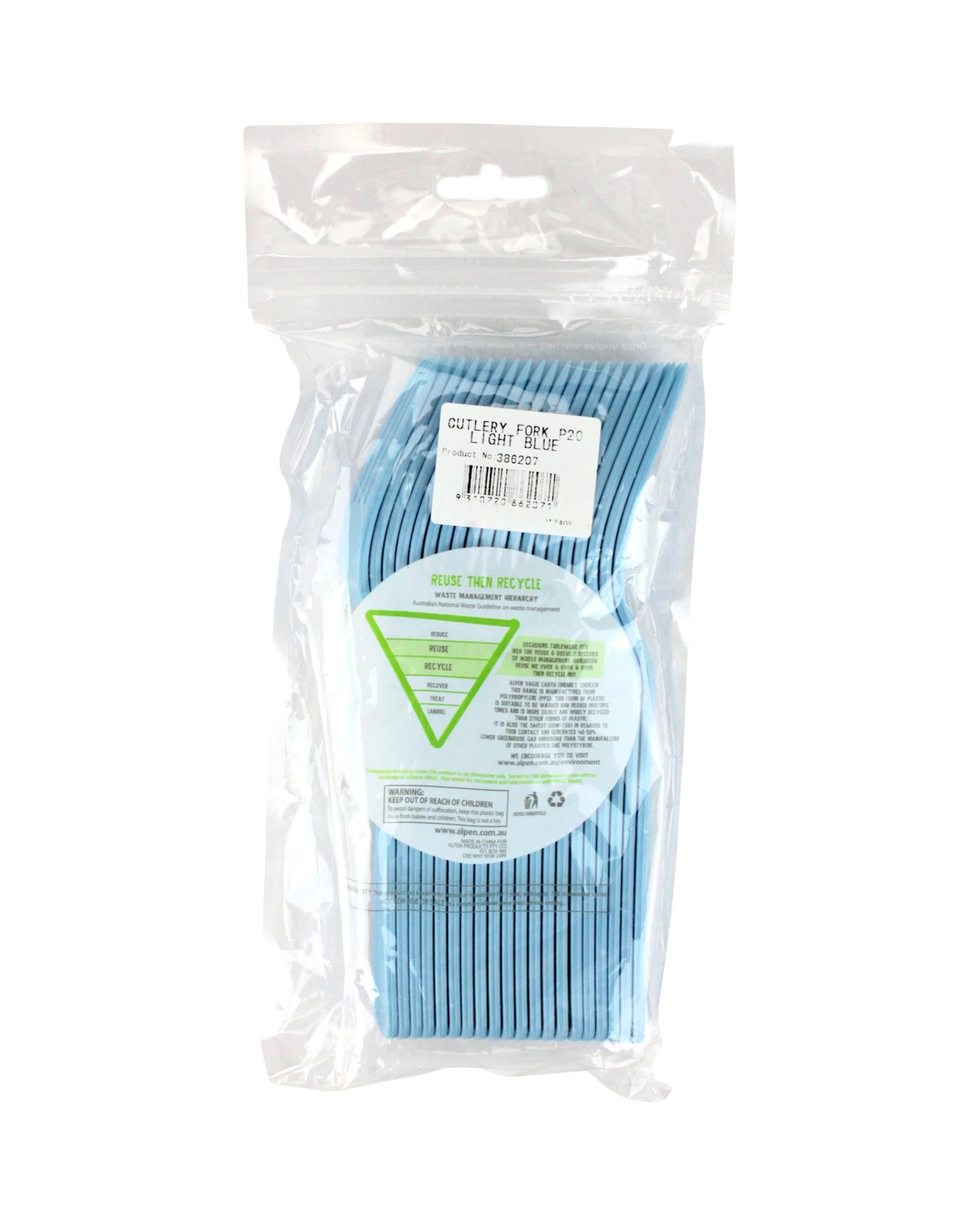 3 Alpen Reusable Forks Pack of 20 - Ice Light Blue - Light Blue, 3 of 3