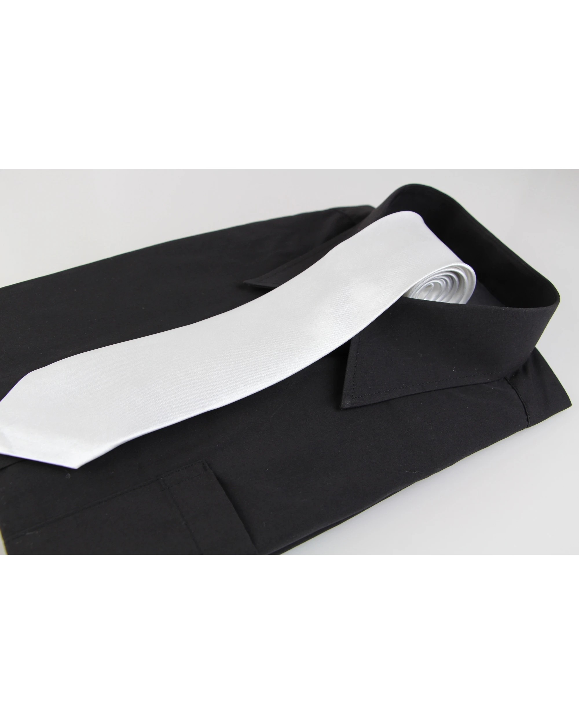 2 Zasel Mens White 8cm Plain Neck Tie - White, 2 of 7