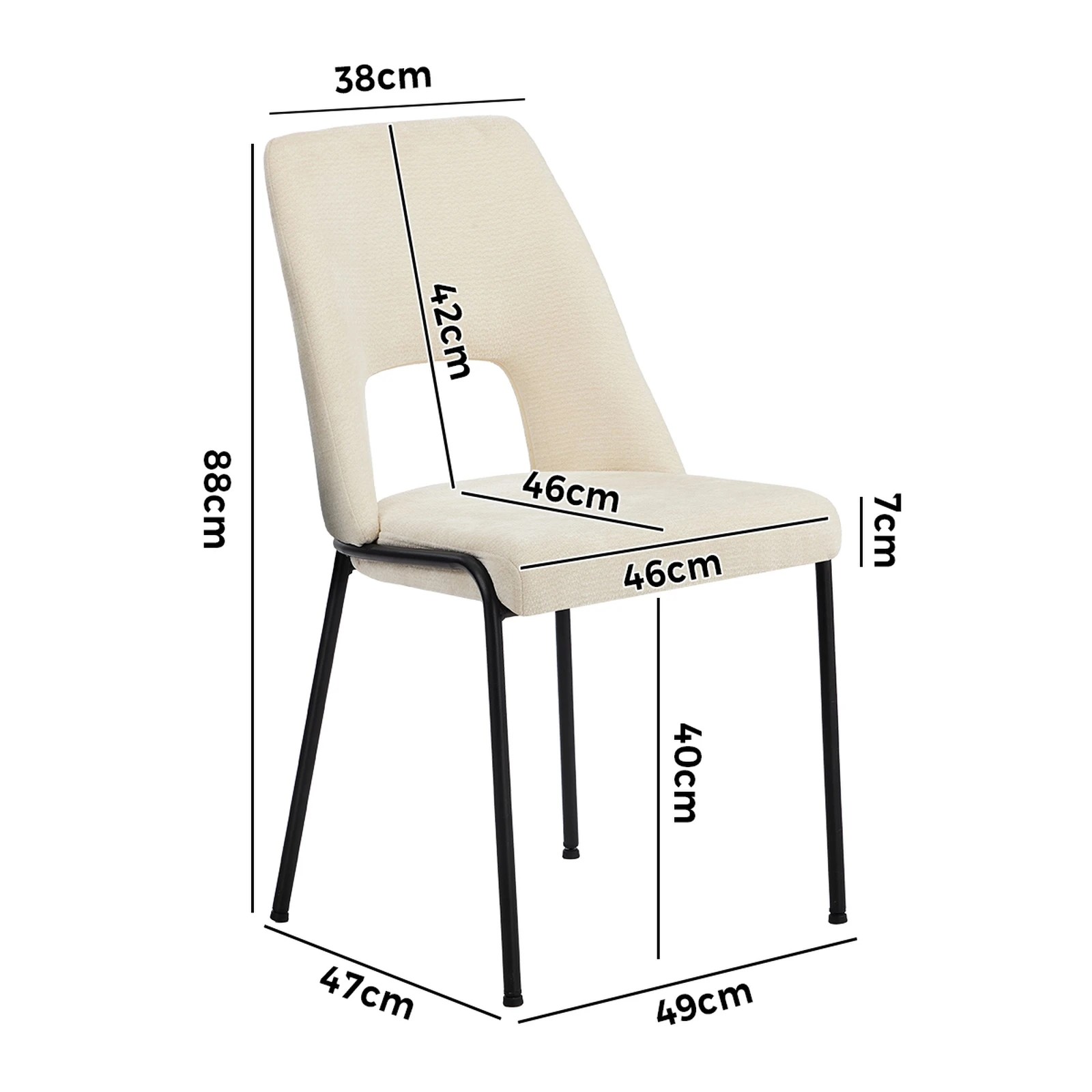 2 Oikiture 2x Dining Chairs Chenille Fabric Kitchen Side Chair - Beige, 2 of 9
