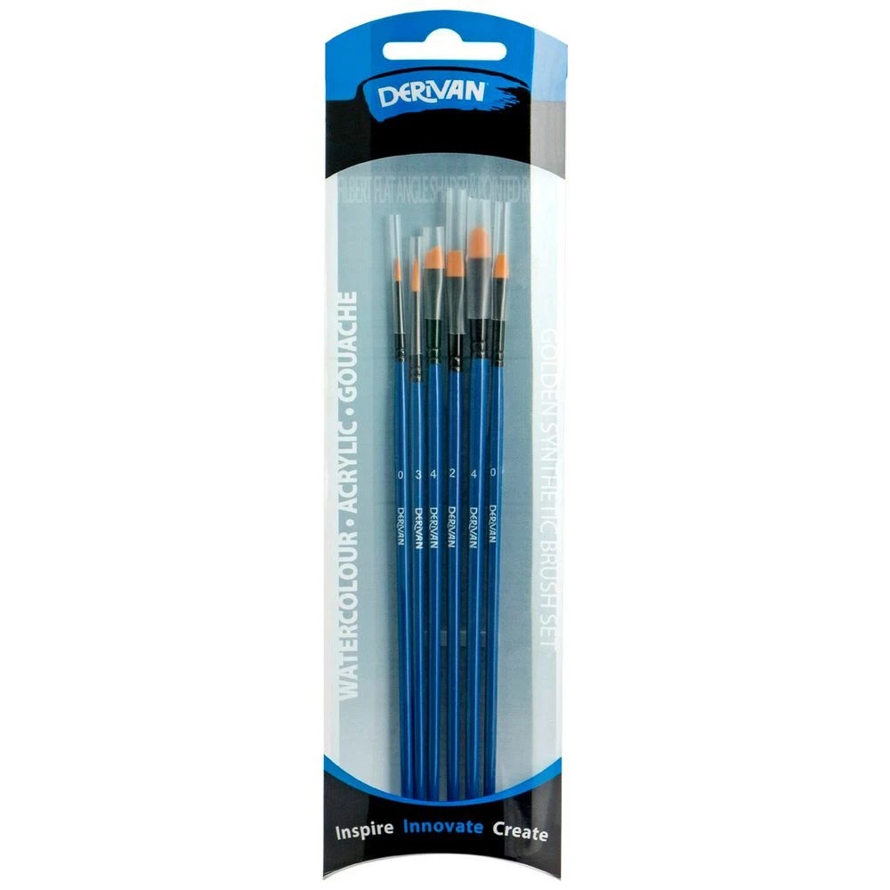 1 Derivan Short Handle Assorted Paintbrush 6 Piece, 1 of 3