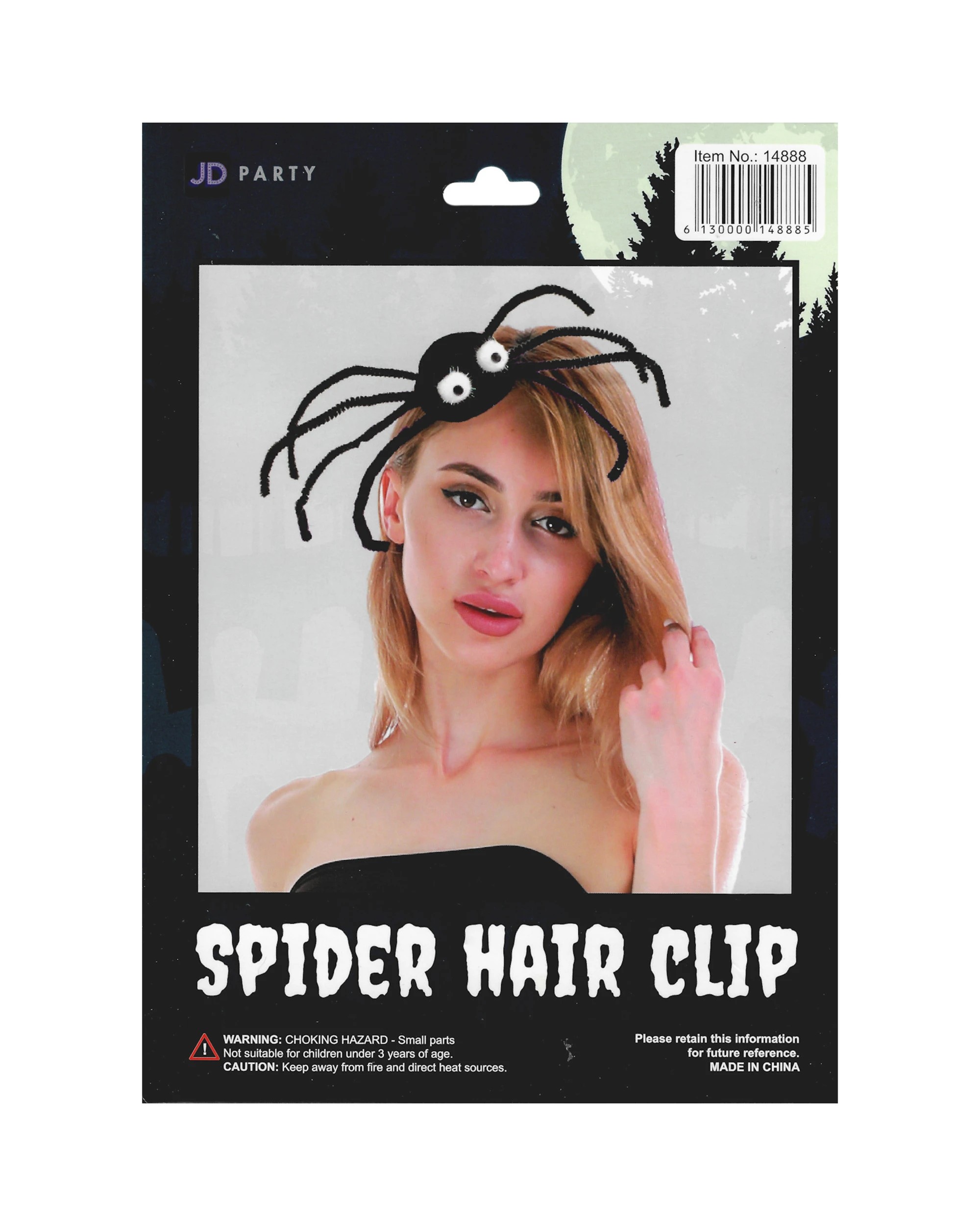 3 JD Party Spider Hair Clip 10cm - One Size - Black, 3 of 3