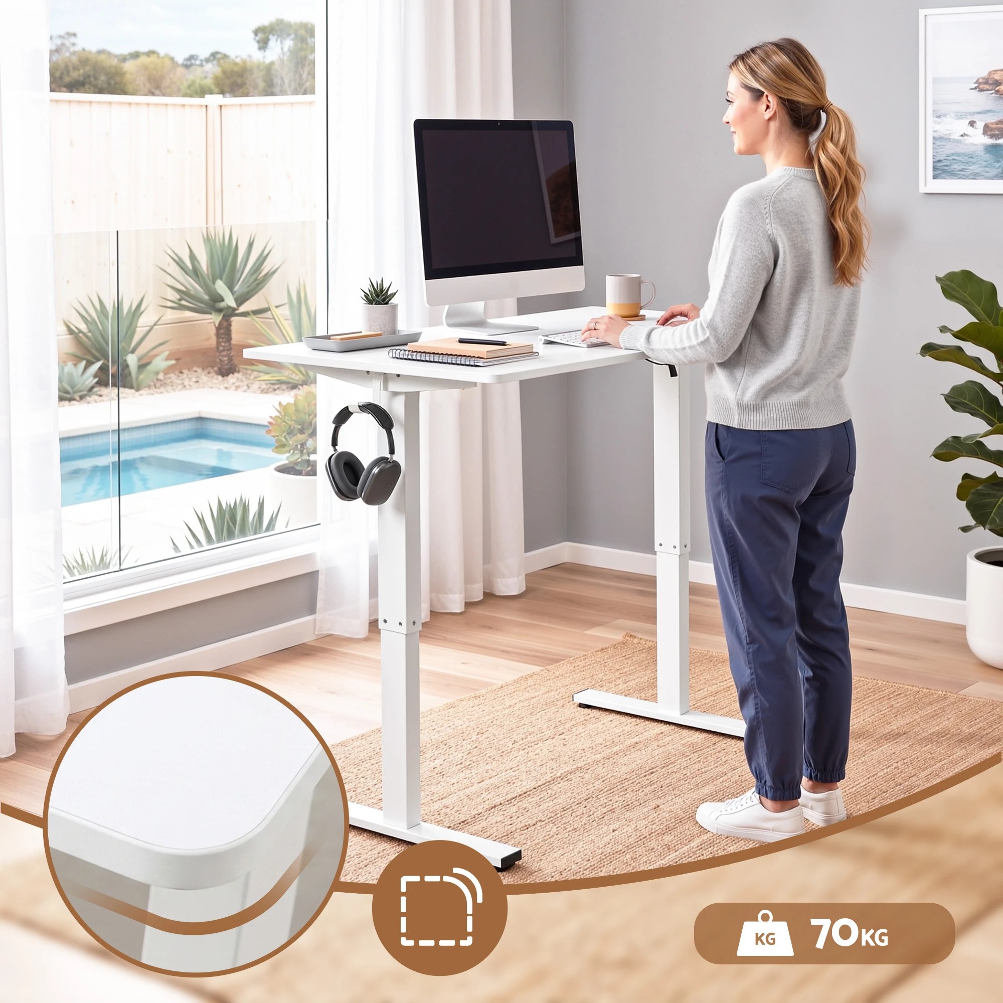 6 Artiss Standing Desk Electric Adjustable Ergonomic Office Table 100cm - White, 6 of 9