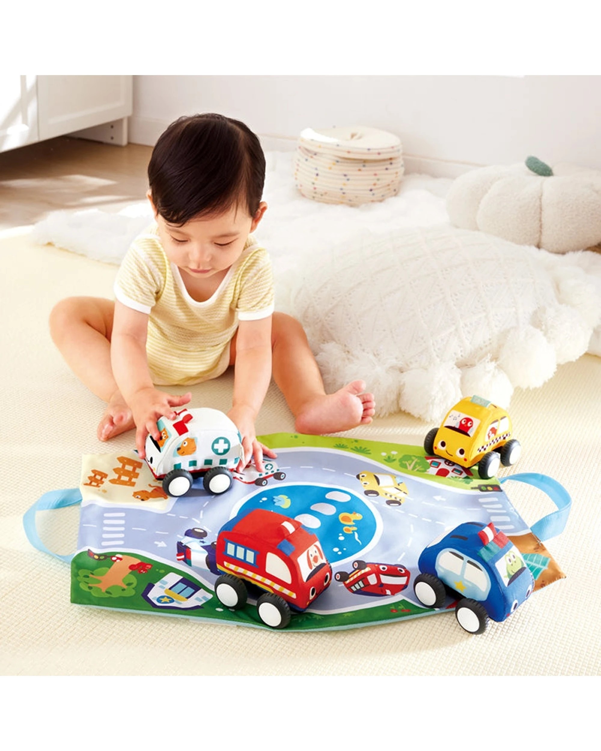 4 Hape Pull-Back Plush Car Set Soft Kids Toy 38x25x9.5cm - Multi, 4 of 4