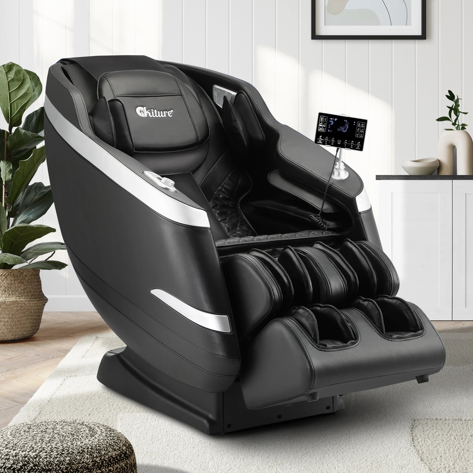 6 Oikiture 4D Electric Massage Chair Recliner SL Track Full Body Massager Heated - Black, 6 of 6