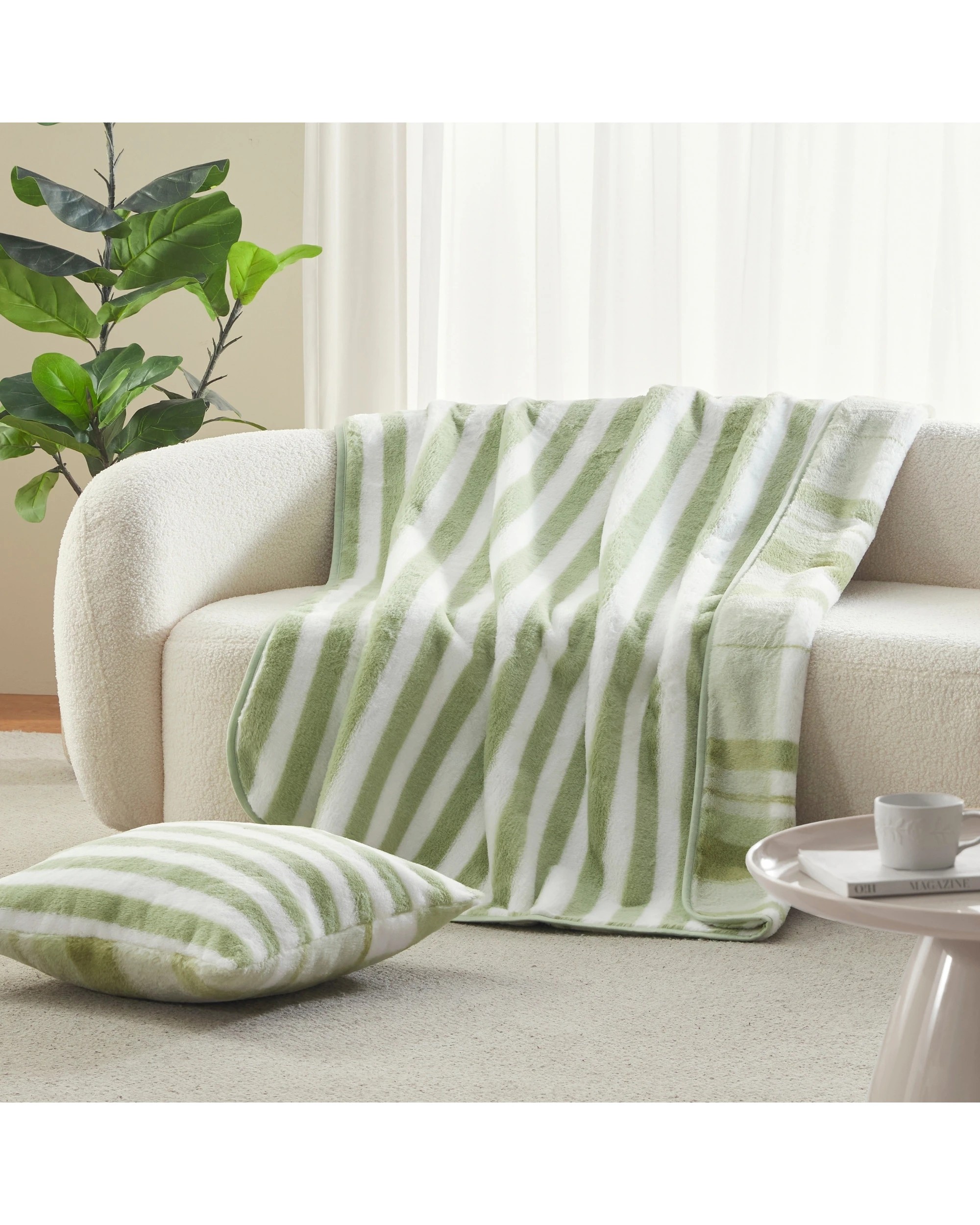 2 Dreamaker Wynter Reversible Faux Fur Throw 130x170cm - Olive, 2 of 7