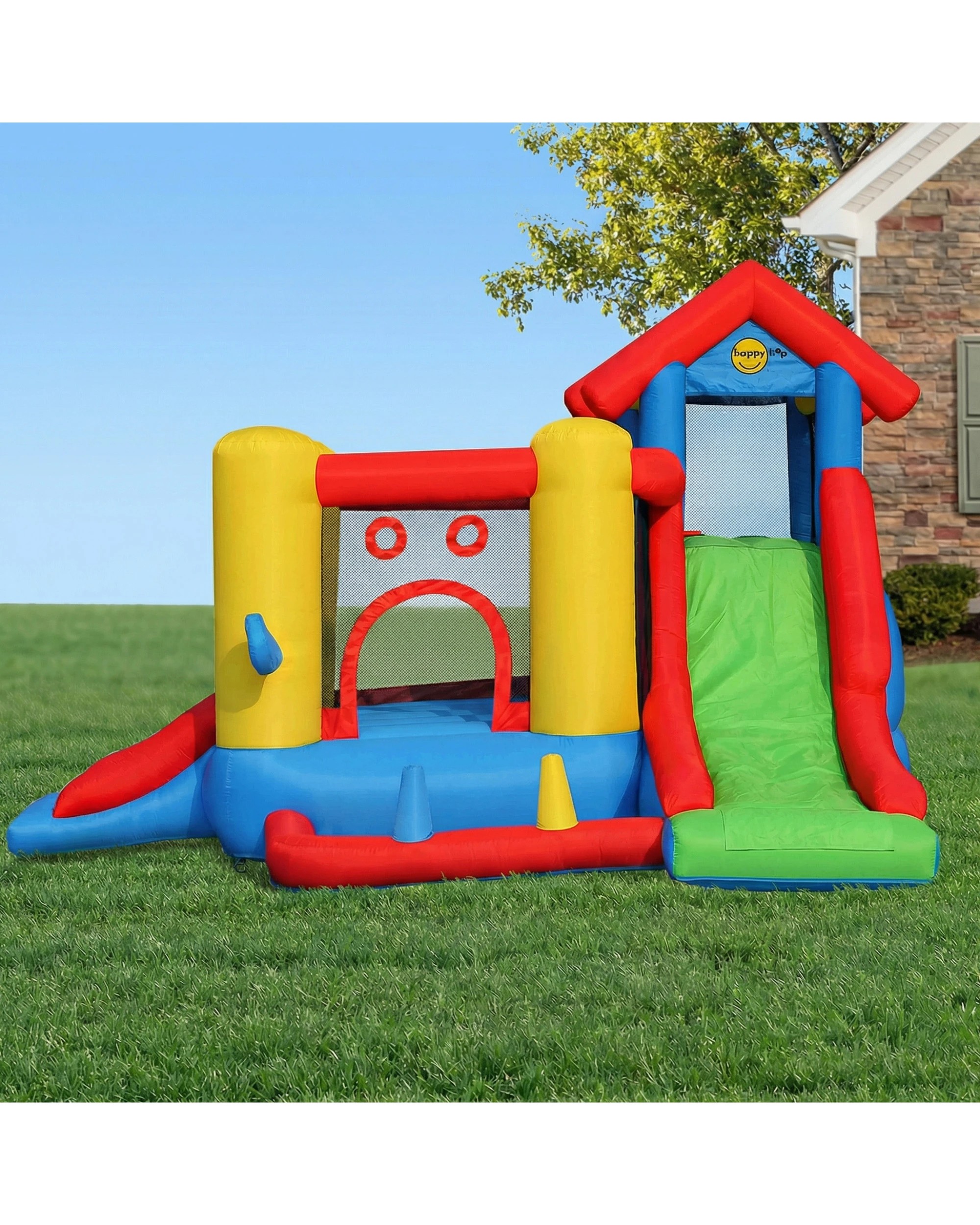 2 Happy Hop 7-in-1 Inflatable Bounce Jumping Castle Playhouse with Slide - Assorted, 2 of 7