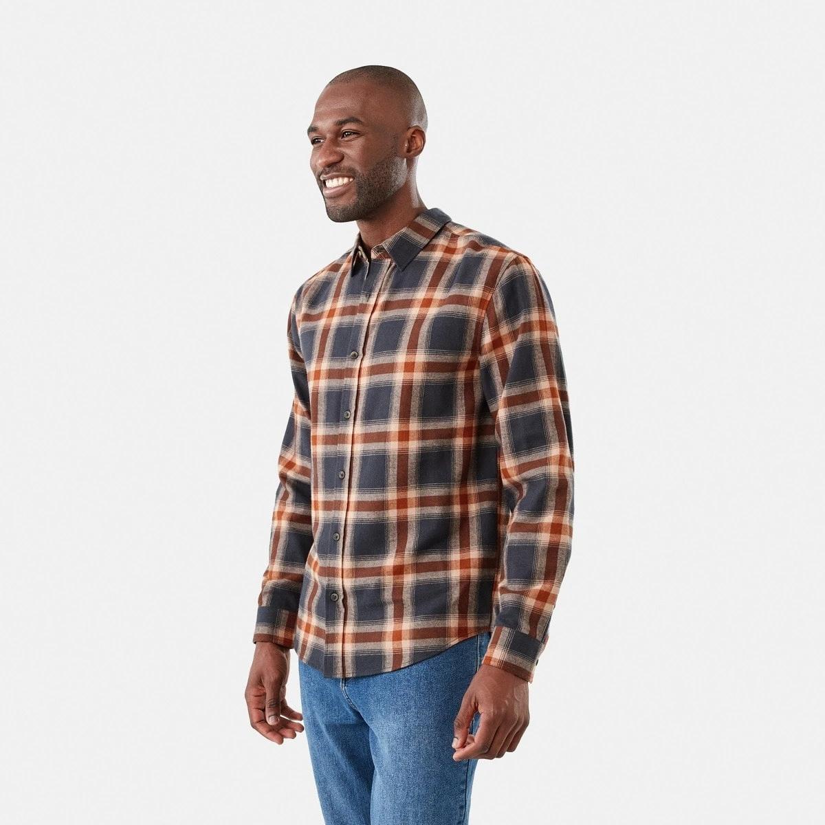 2 Long Sleeve Brushed Check Shirt Rust Check, 2 of 6