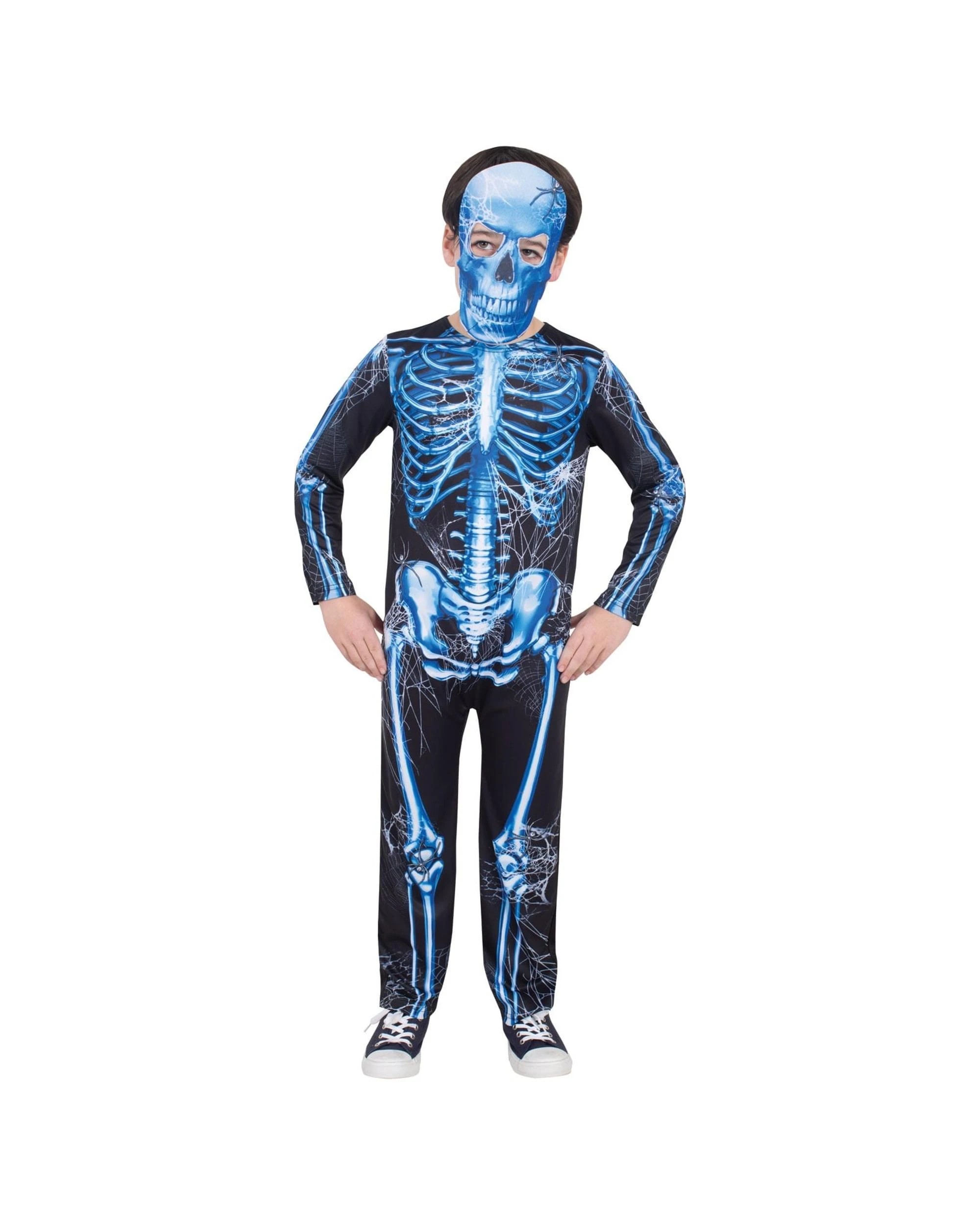 1 Skeleton Neon Blue Costume Size XL 9-10 Years, 1 of 3