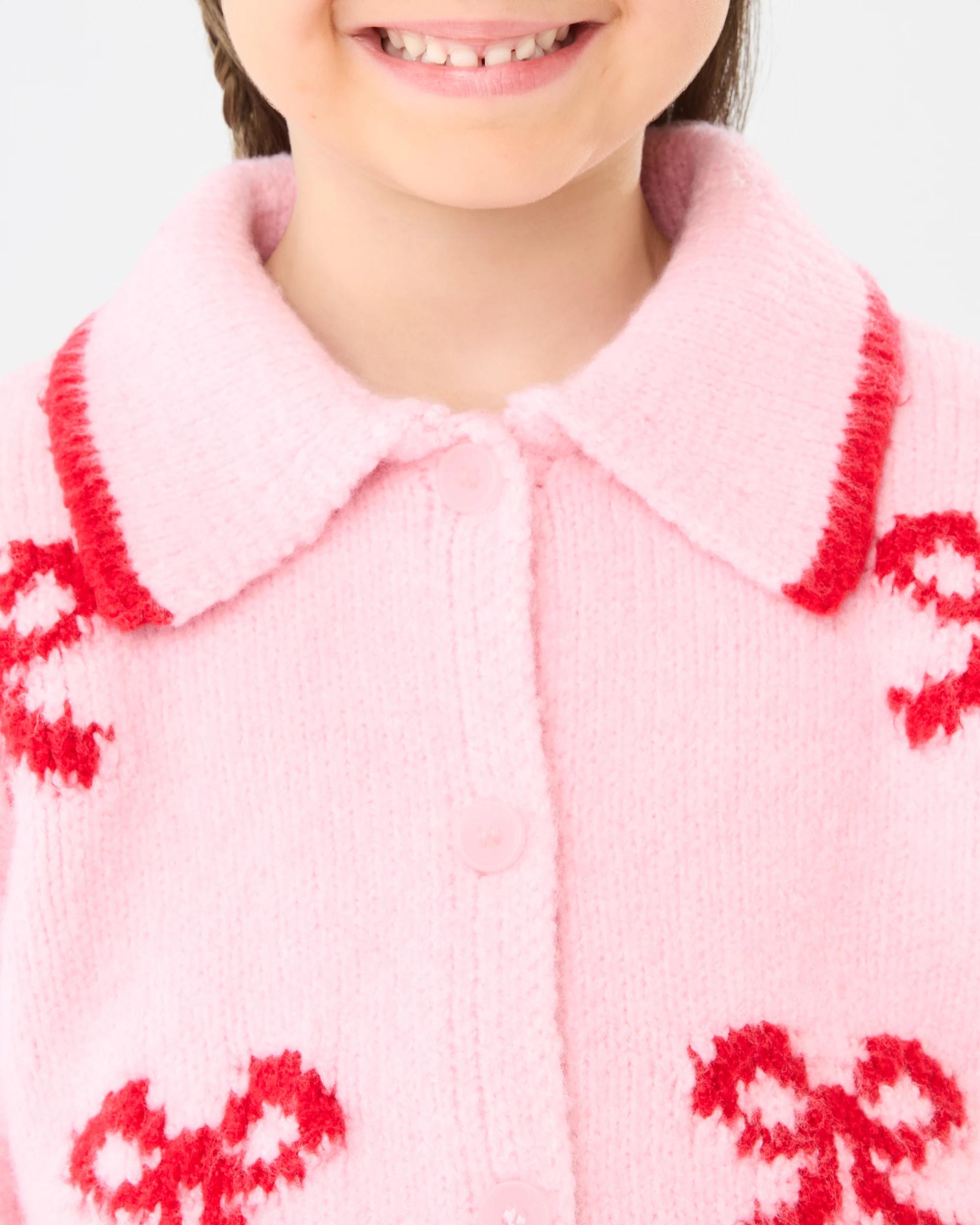 6 Intarsia Collar Cardigan Pnk Bow, 6 of 8