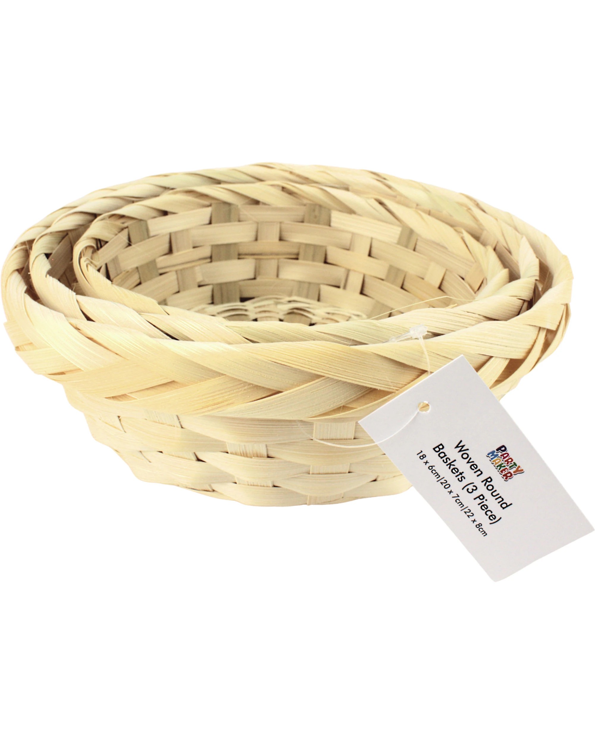 3 Party Maker Bamboo Round Woven Gift Baskets Pack of 3 - Natural, 3 of 3