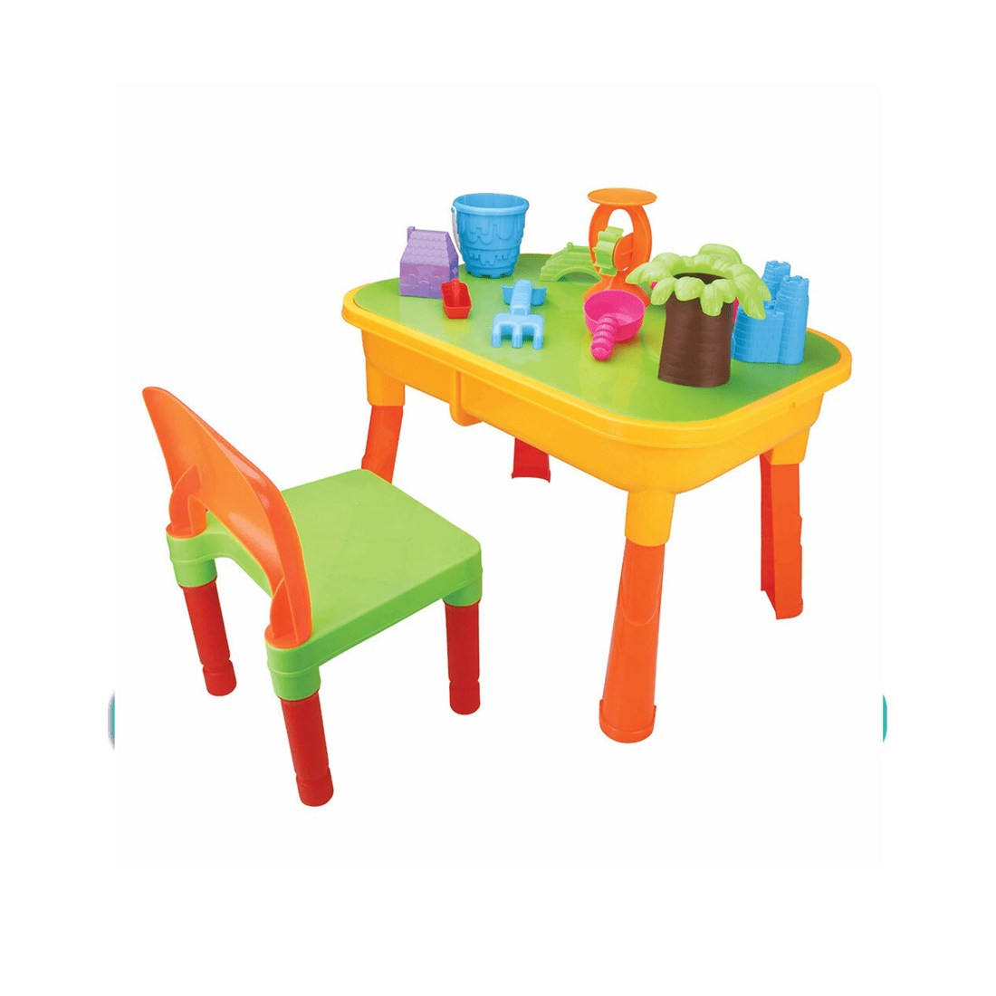 1 Lenoxx Kids Water And Sand Play Table With Chair And Accessories - Outdoor Toy - Yellow, 1 of 3