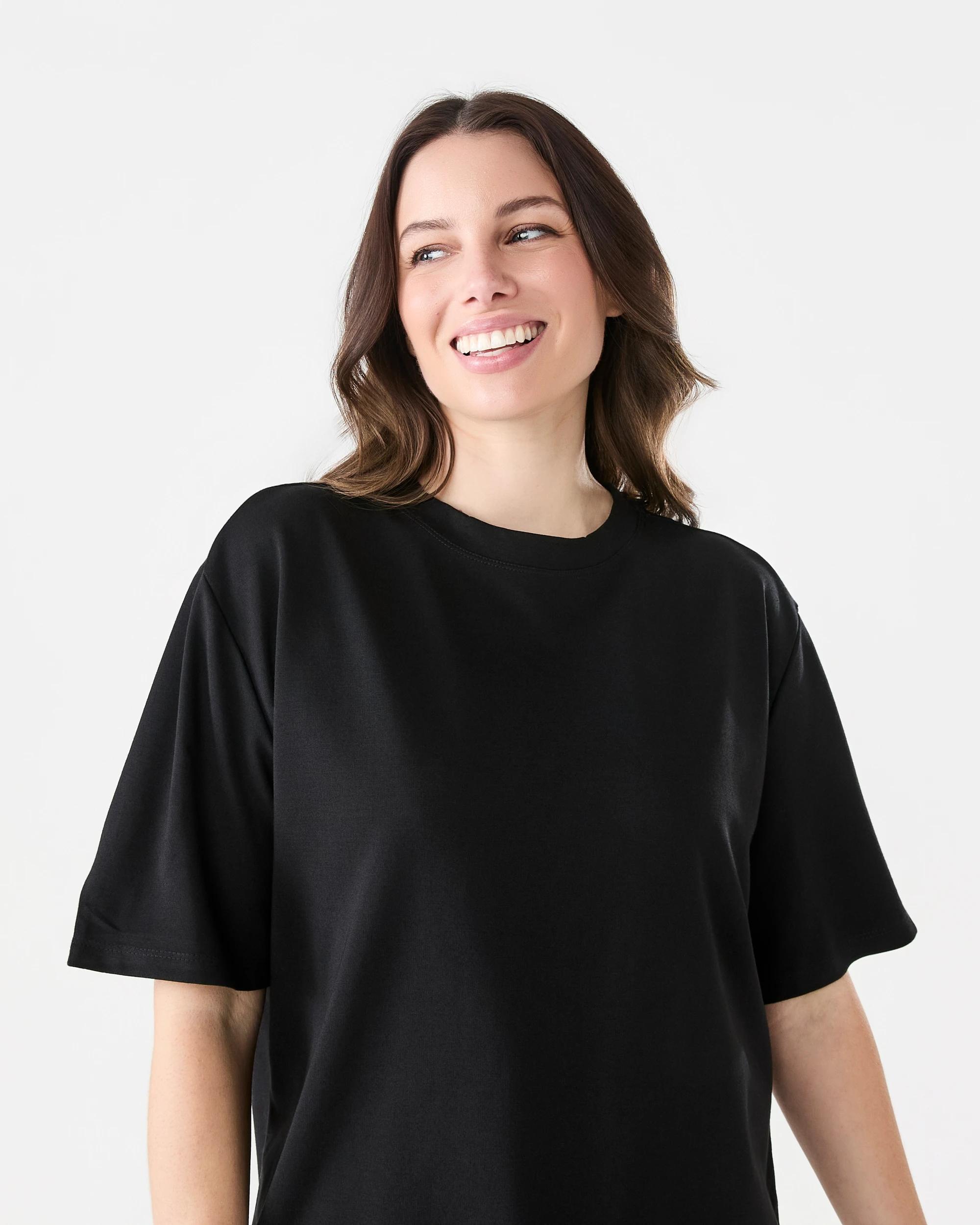 4 Short Sleeve Elevated Lace Trim T-shirt Black, 4 of 6