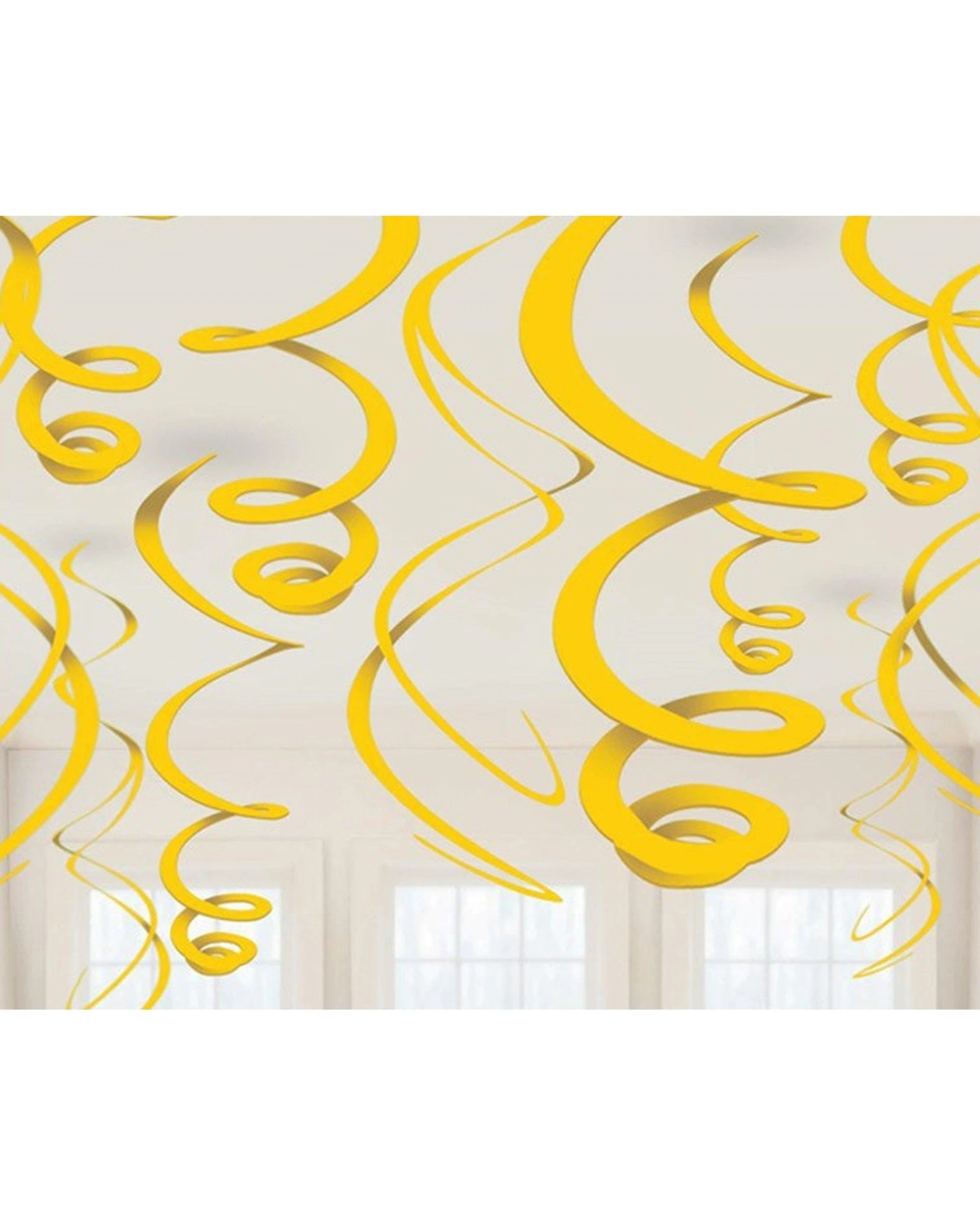 1 Amscan Swirl Decorations Pack of 12 - Yellow, 1 of 1