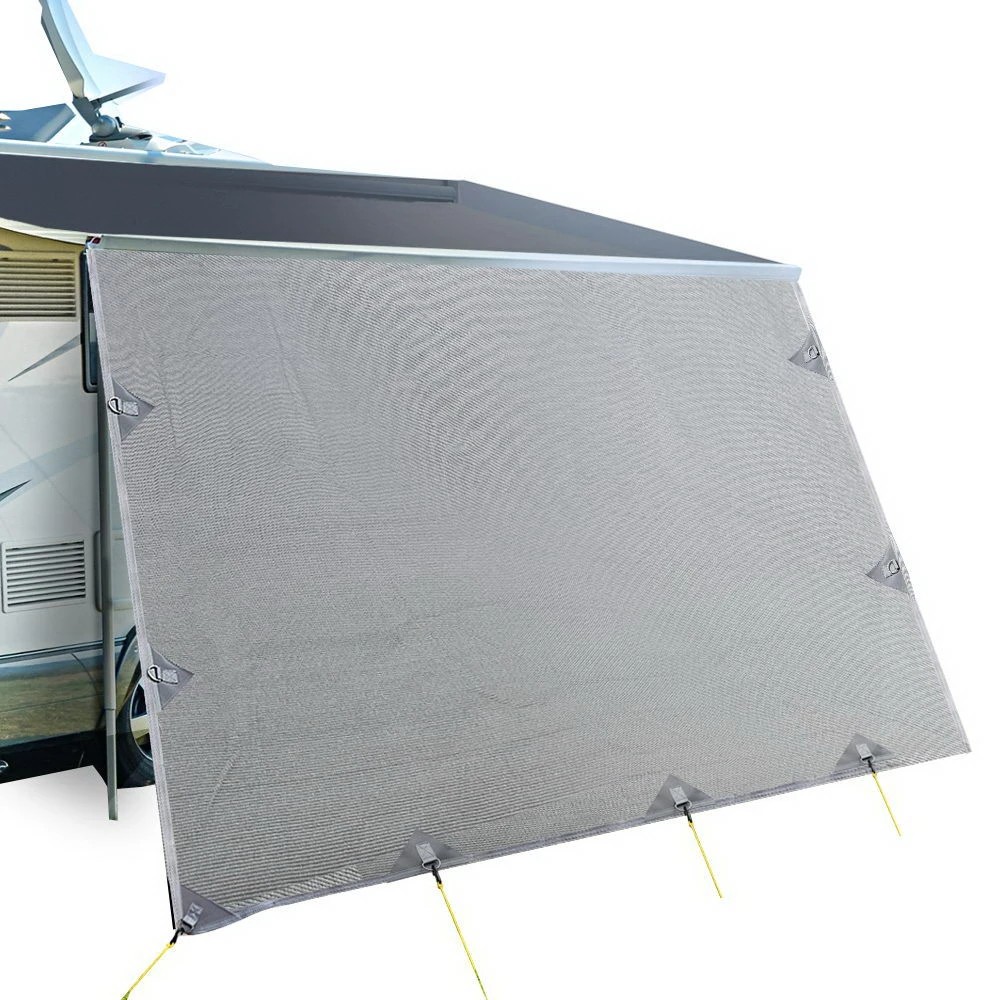 1 Weisshorn Caravan Privacy Screen Roll Out Awning 4.6x1.95M End Wall Side Sun Shade - Grey, 1 of 7