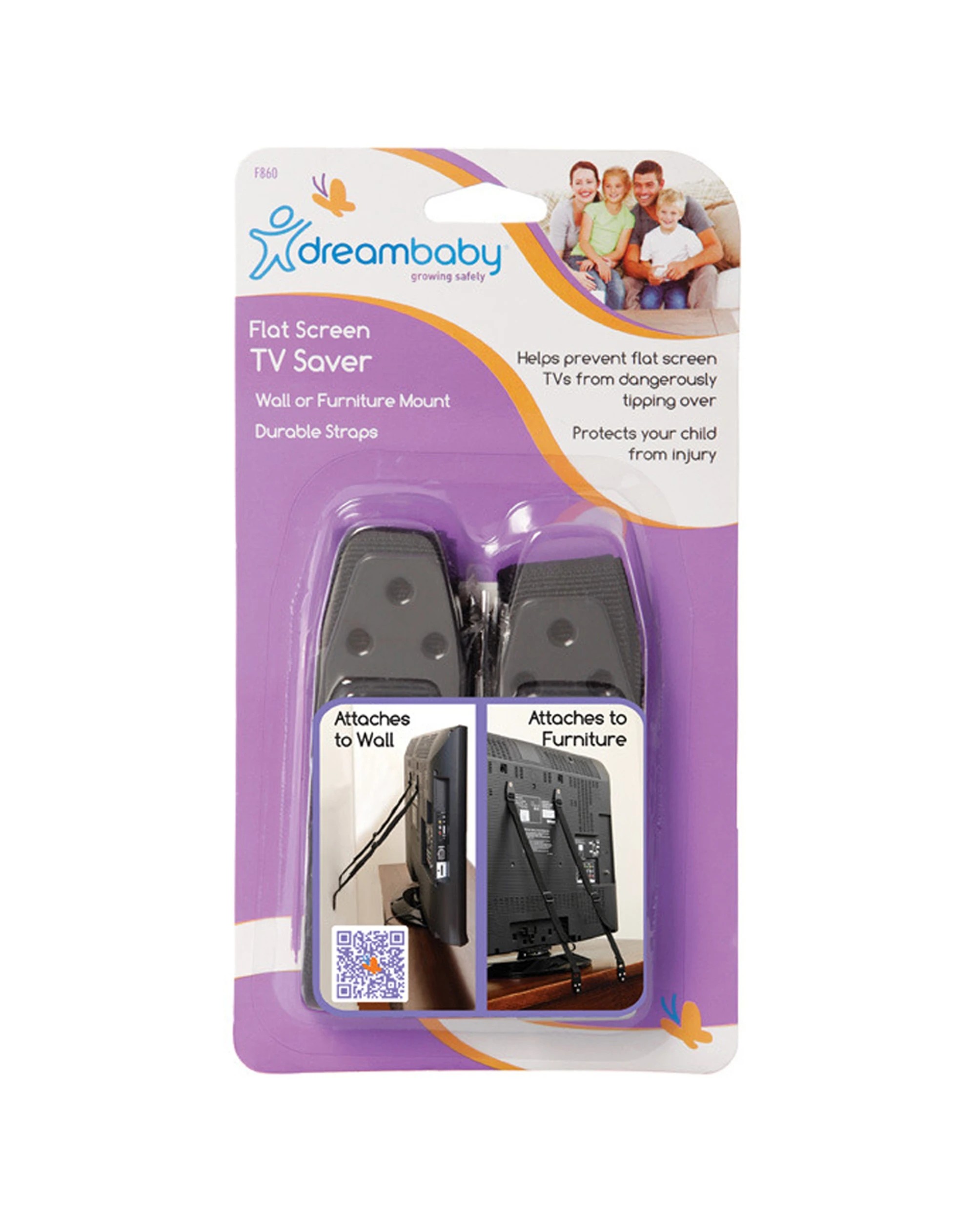 1 Dreambaby 2pc Flat Screen TV Saver Straps Baby Safety - Multi, 1 of 4