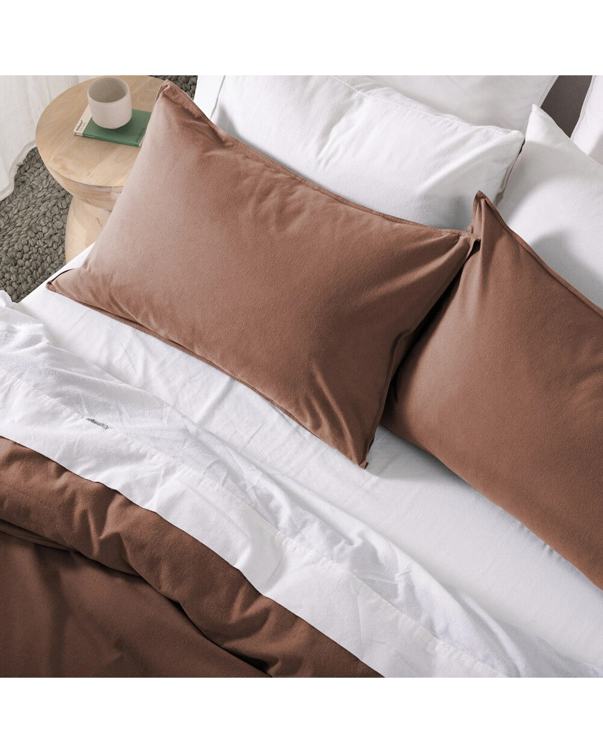 4 Canningvale Cozi Cotton Flannelette Quilt Bed Bedding Cover Set Nutmeg Single - Brown, 4 of 4