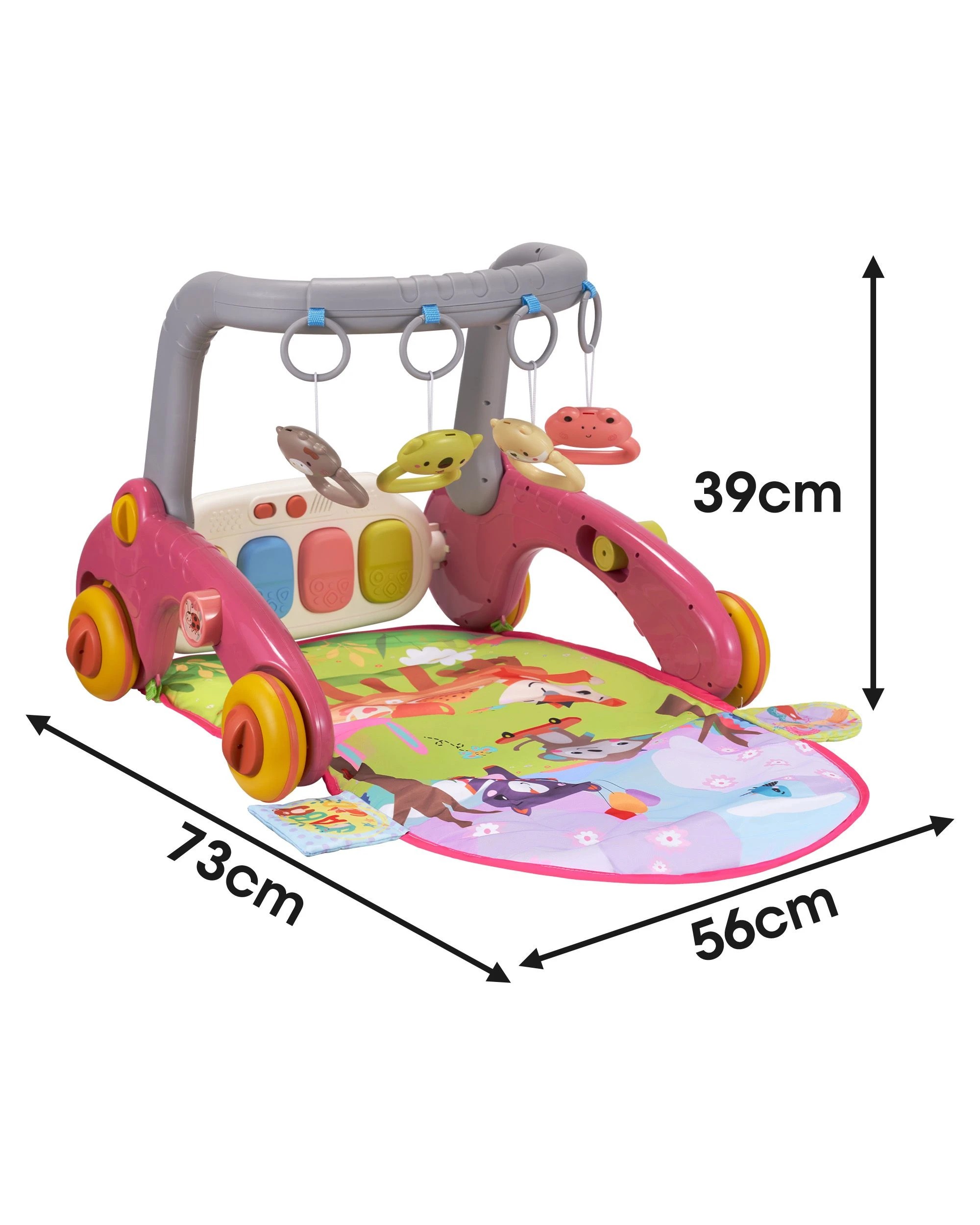 10 PlayPals Deluxe 7-in-1 Baby Play Mat Gym w/ Kick & Play Piano, Activity Centre for Newborns to Toddlers Pink, 10 of 10