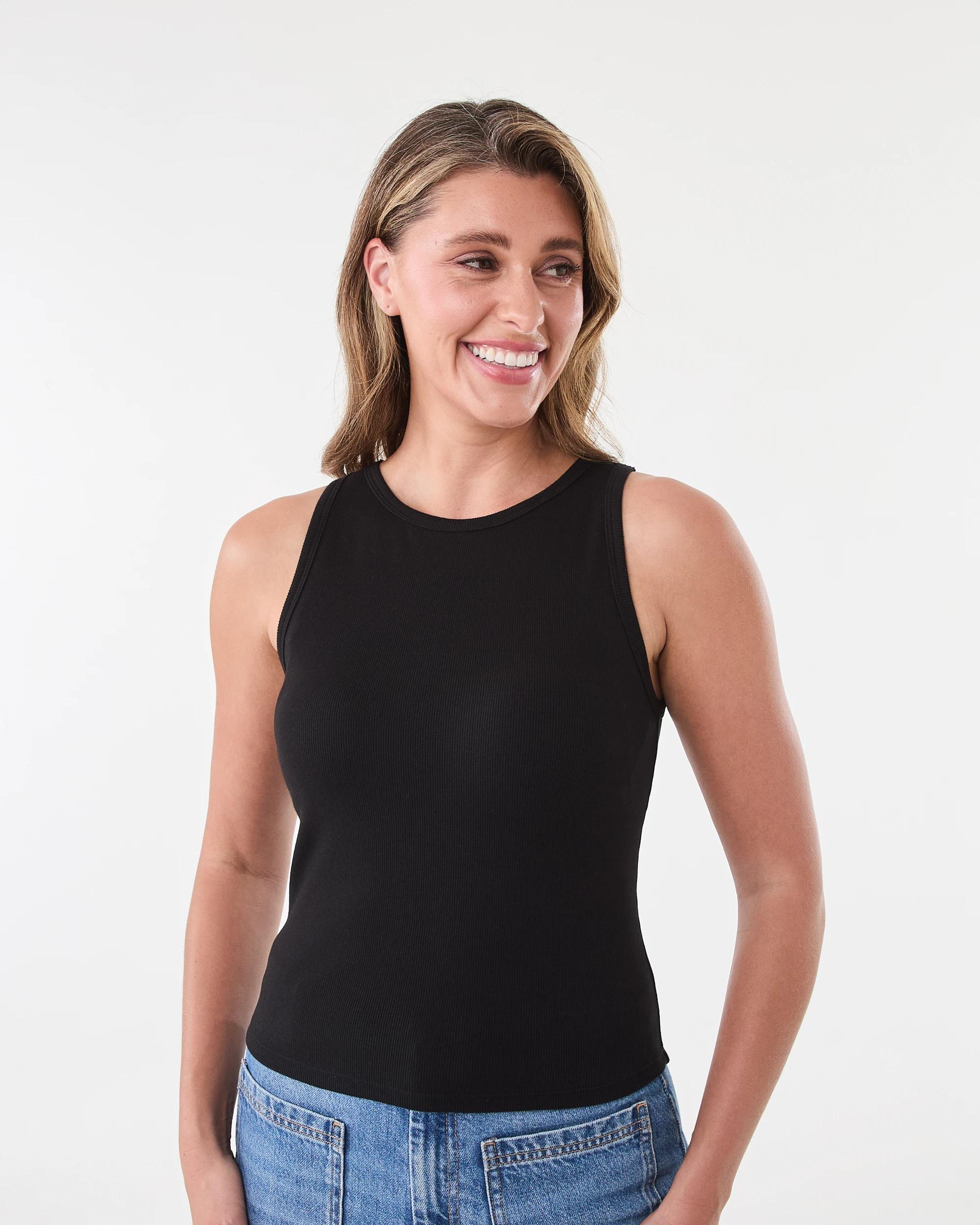 1 Sleeveless Shelf Bra Tank Black, 1 of 5