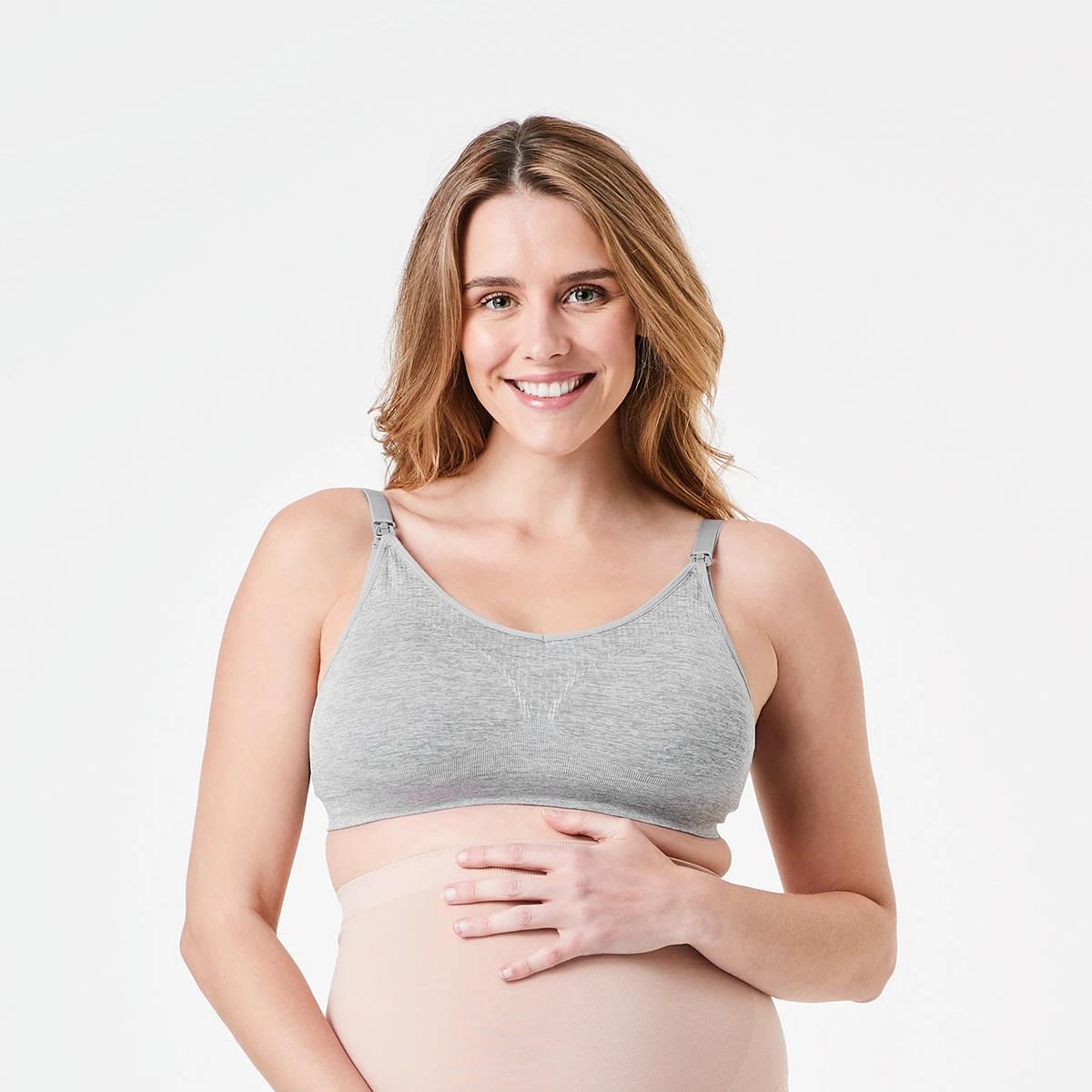 4 2 Pack Maternity Wirefree Seamfree Crop Black, Grey, 4 of 10