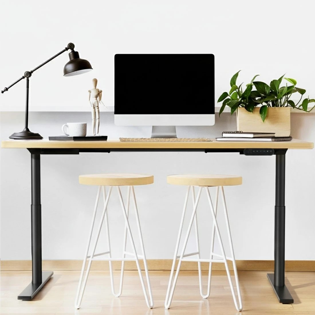 6 Artiss Standing Desk Motorised Electric Dual Motor  Oak 120CM - Brown, 6 of 6