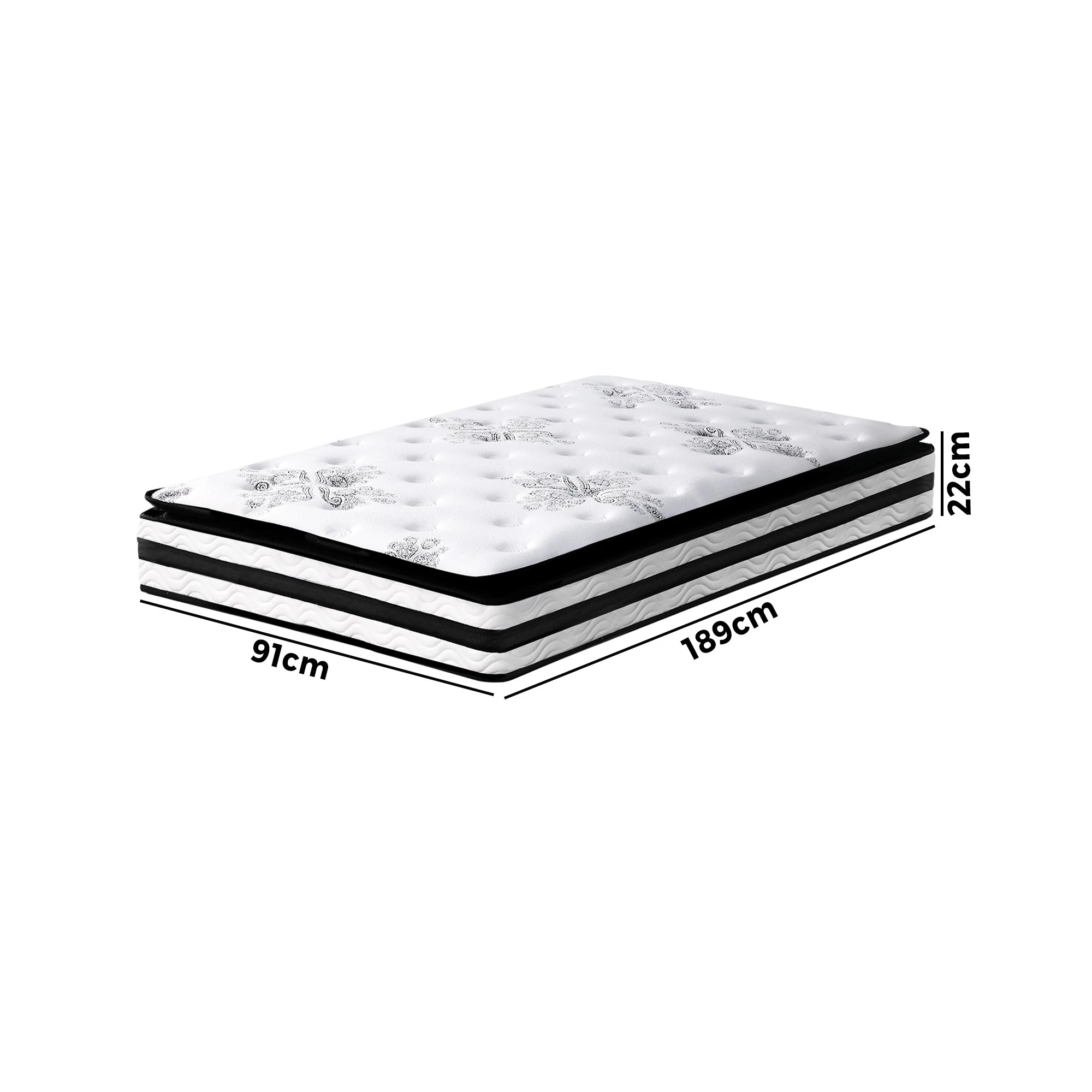 2 Bedra Bedding Single Mattress Luxury Bed Bonnell Spring Foam 22cm - Single Bed - Multi, 2 of 4