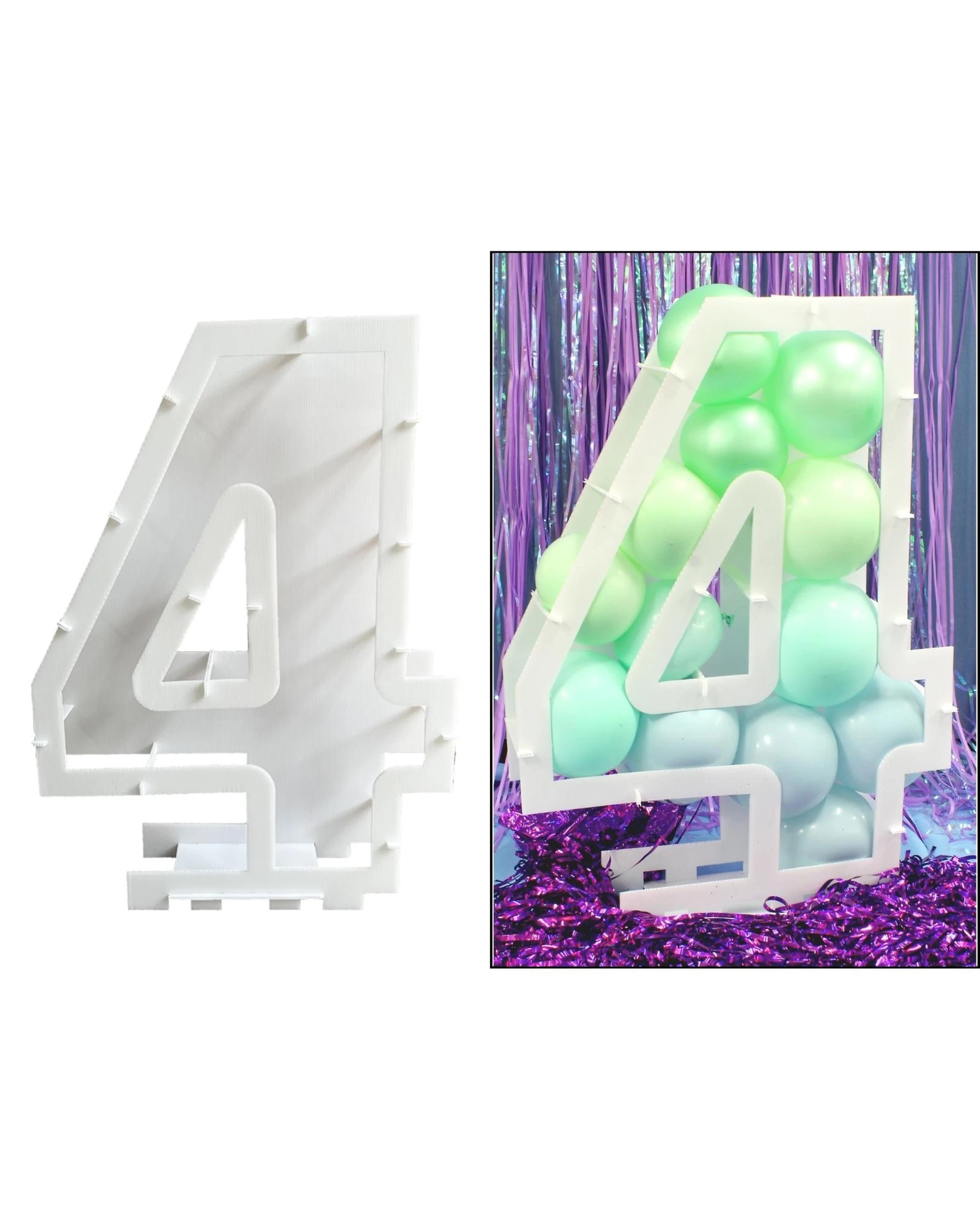 1 Party Maker Number 4 Balloon Mosaic Frame 80cm - White, 1 of 3
