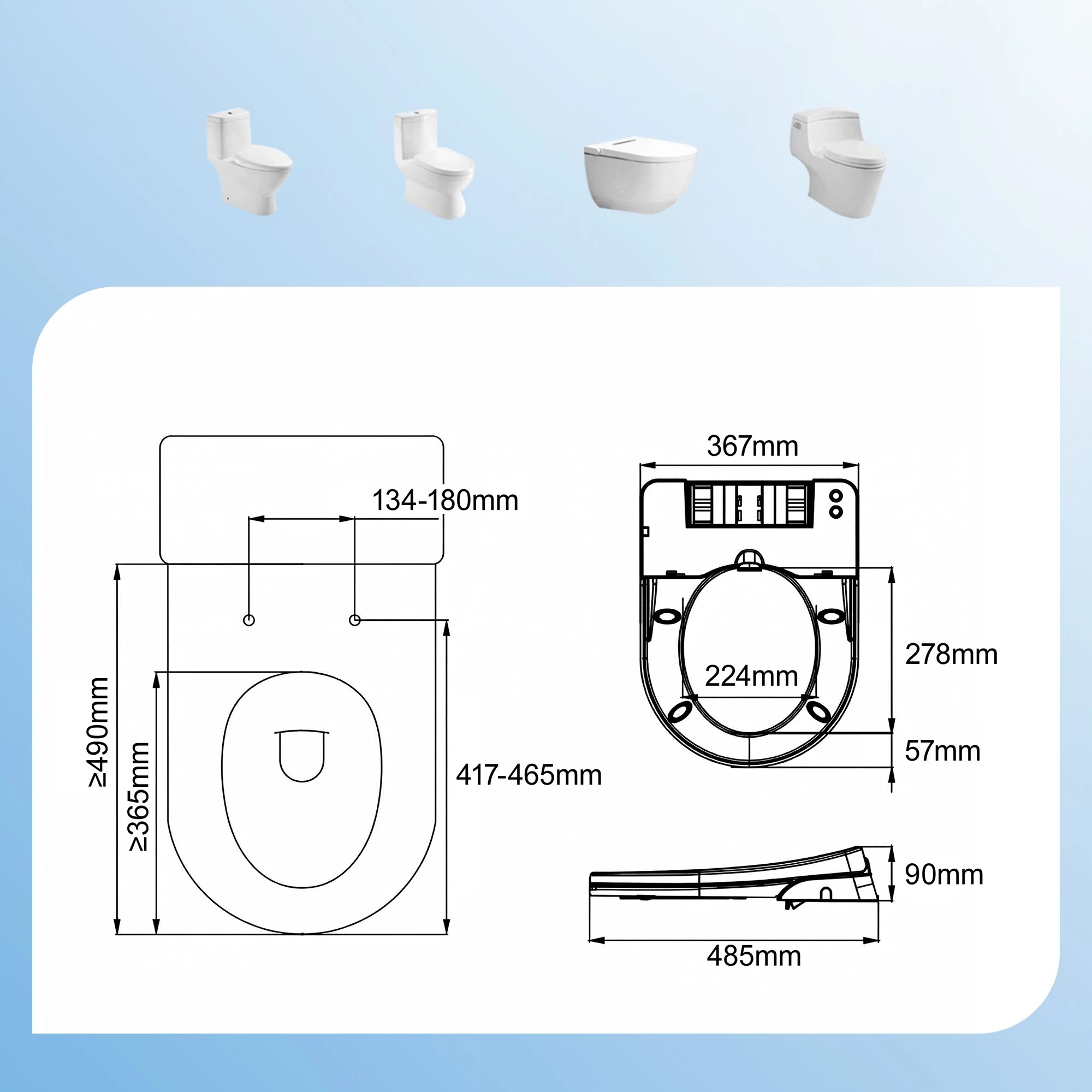 2 Cefito Non Electric Bidet Toilet Seat D-Shape - White, 2 of 8