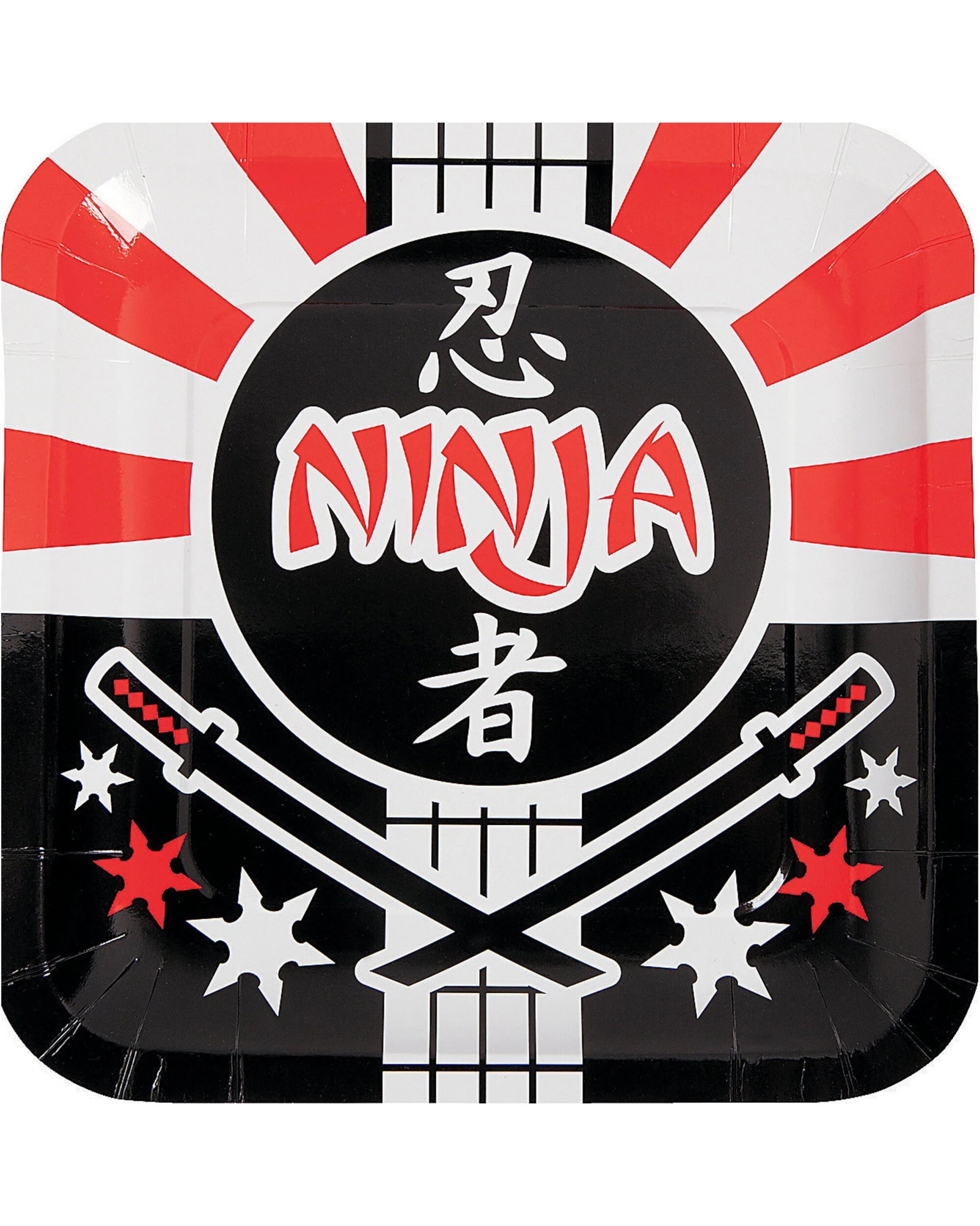 1 Partyrama Ninja Warrior Large Square Paper Plates Pack of 8, 1 of 1