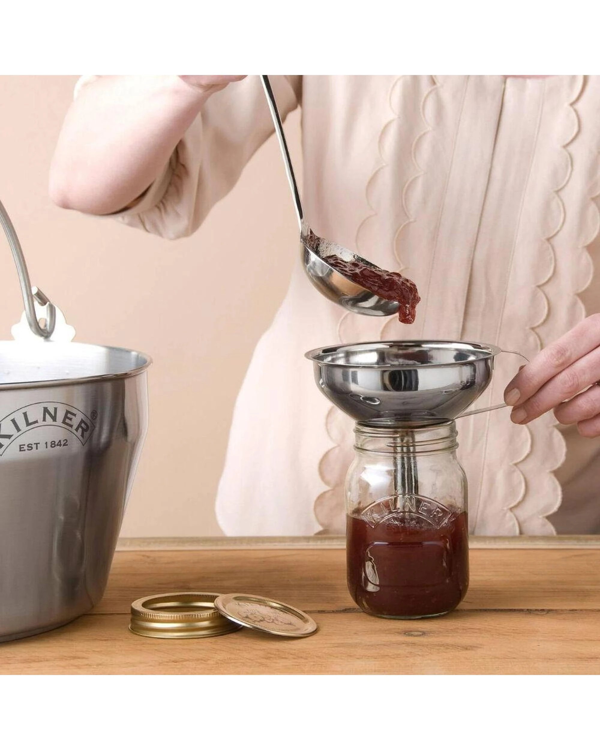 3 Kilner Stainless Steel Straining Funnel w Handle 13cm, 3 of 3